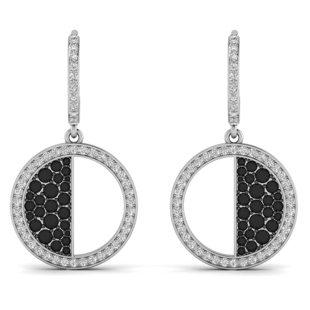 Black Onyx Moissanite Pave Hoop Earrings Dainty Wedding Jewelry