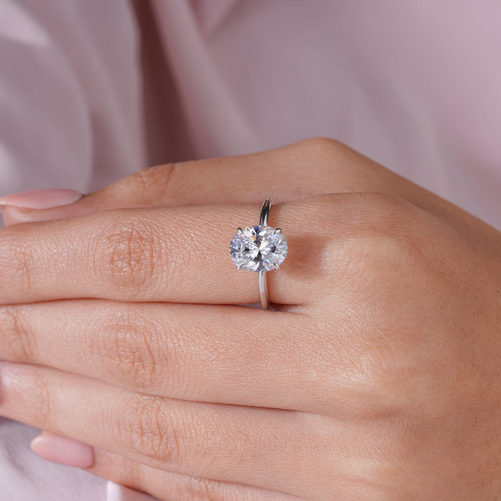 Oval Moissanite Solitaire Engagement Ring Anniversary Jewelry