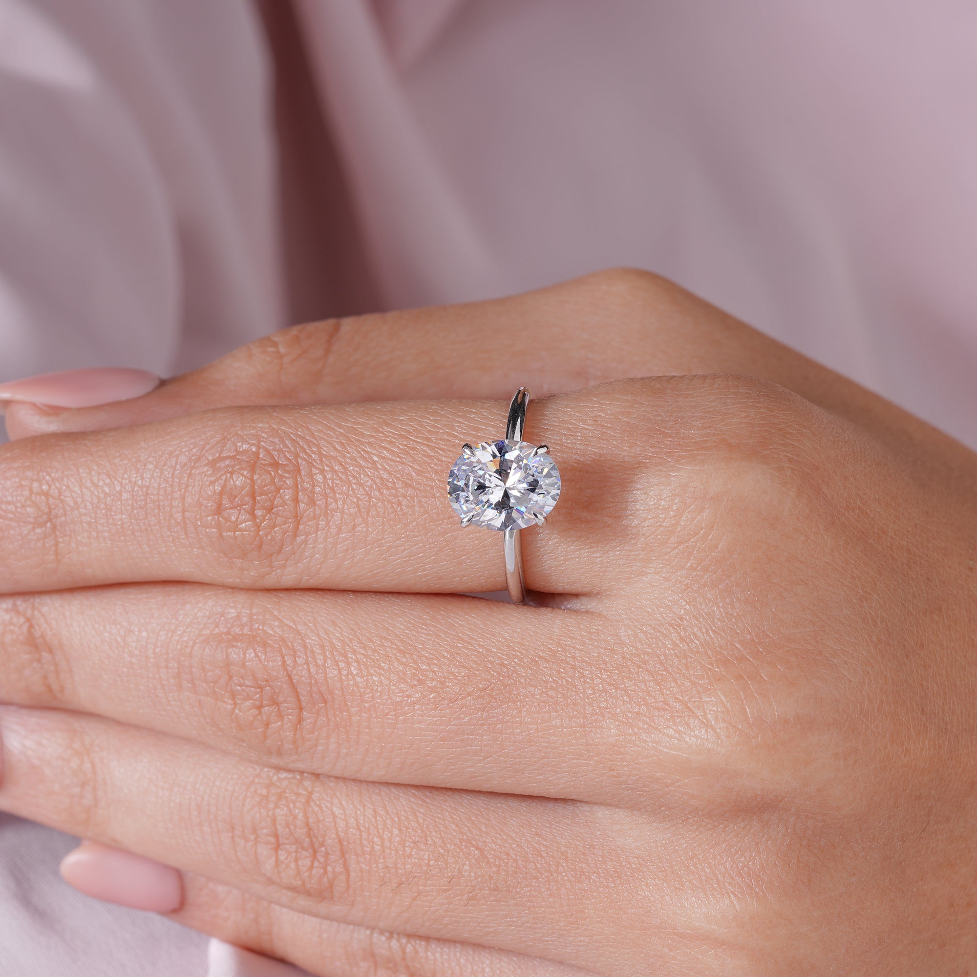 Oval Moissanite Solitaire Engagement Ring Anniversary Jewelry