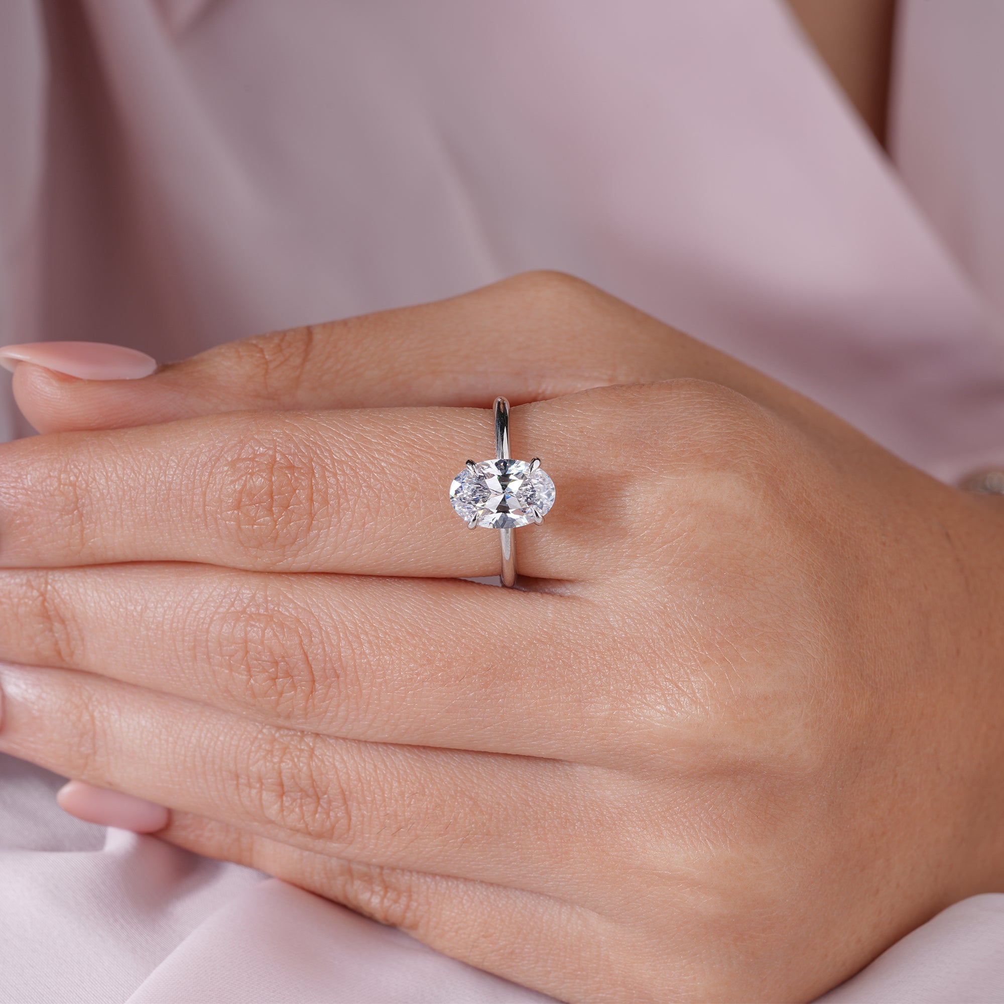 Oval Moissanite Solitaire Engagement Ring Bridal Ring Gift