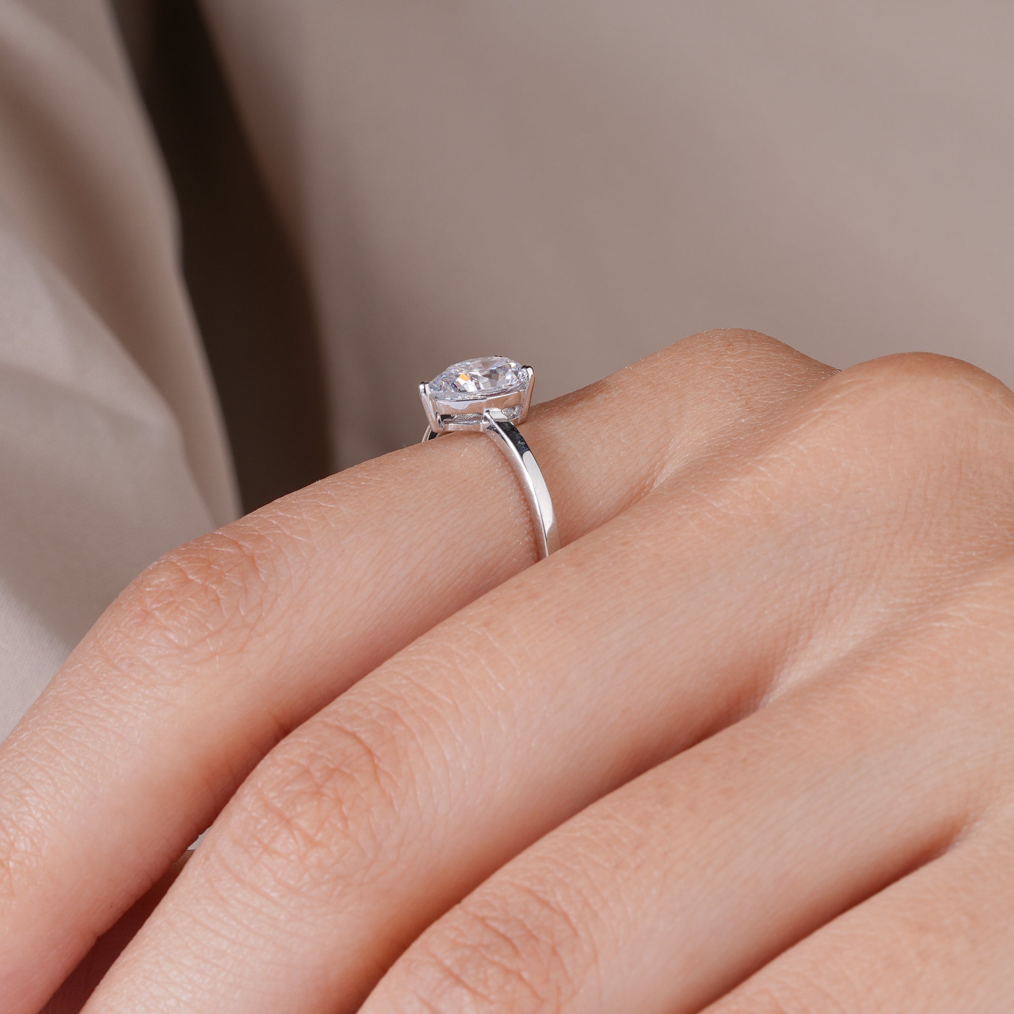 Pear Moissanite Solitaire Engagement Ring Anniversary Jewelry