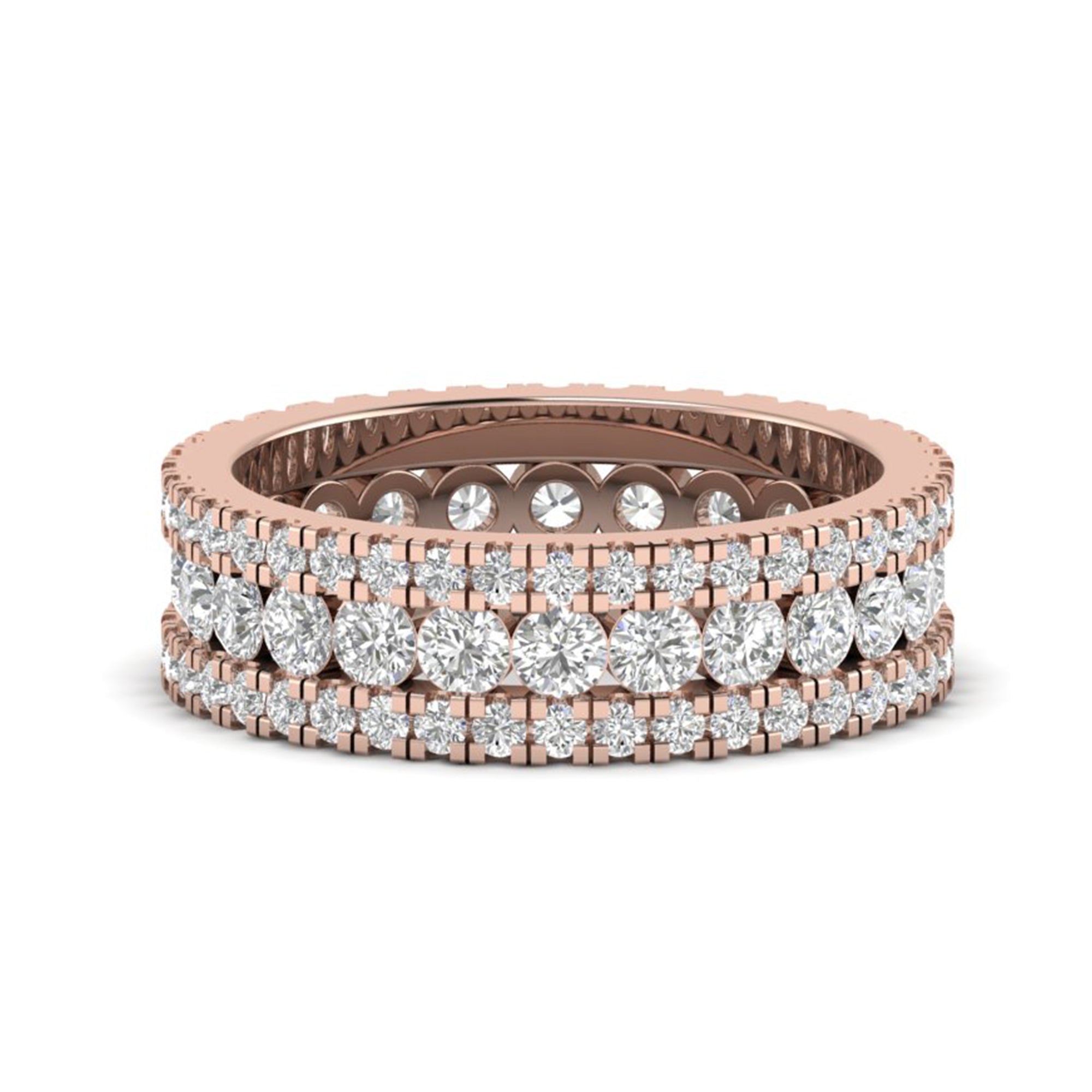 Moissanite Pave Eternity Wedding Band Stacking Bridal Ring