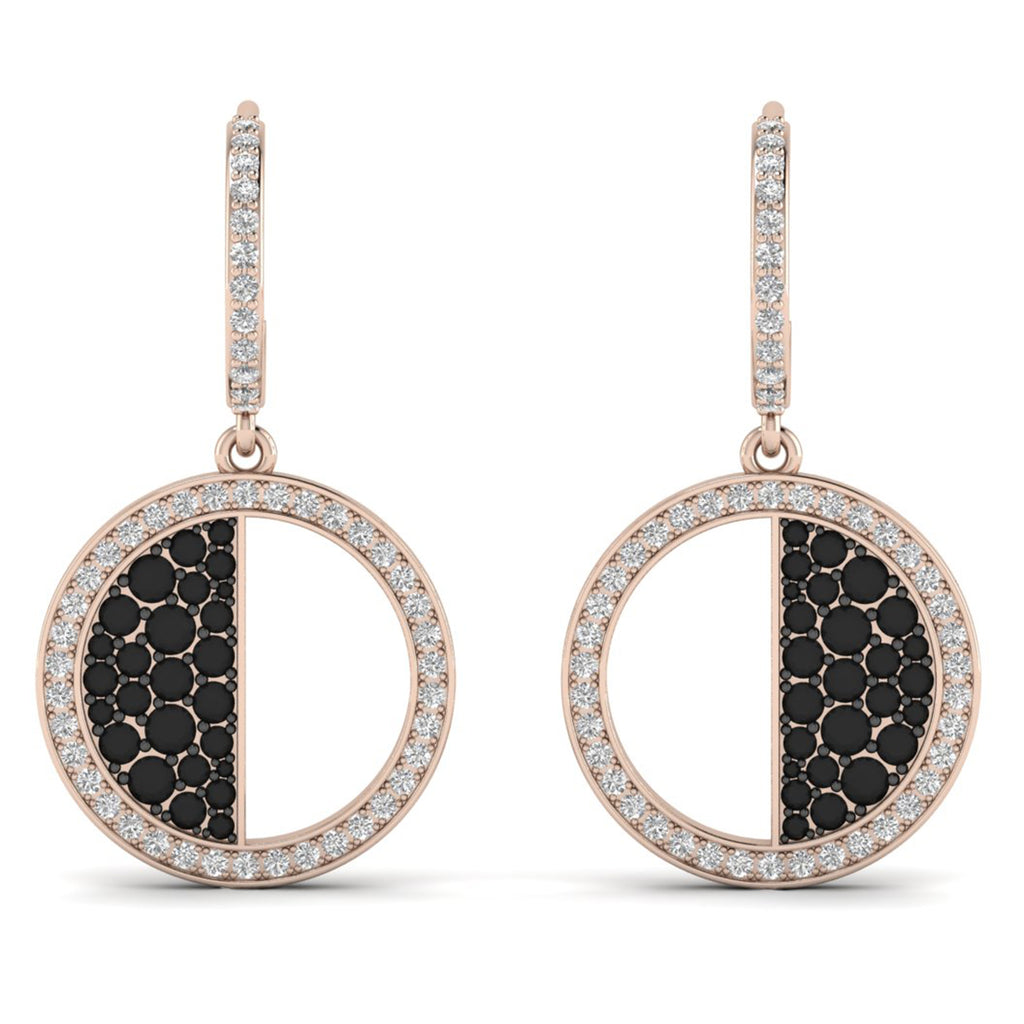 Black Onyx Moissanite Pave Hoop Earrings Dainty Wedding Jewelry