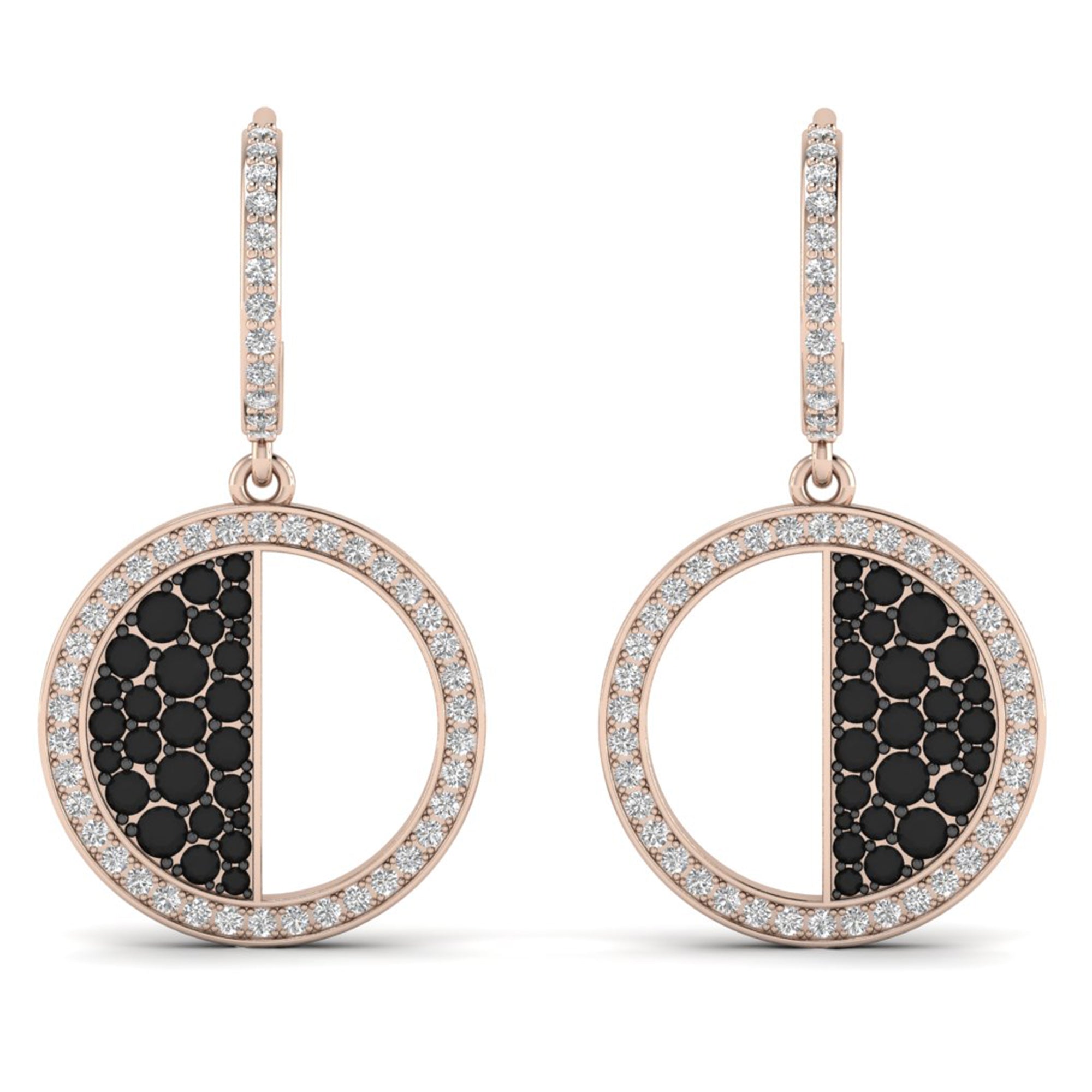Black Onyx Moissanite Pave Hoop Earrings Dainty Wedding Jewelry