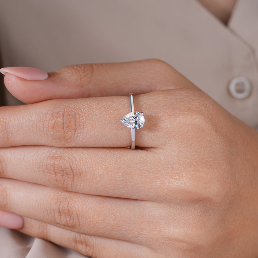 Pear Moissanite Solitaire Engagement Ring Anniversary Jewelry