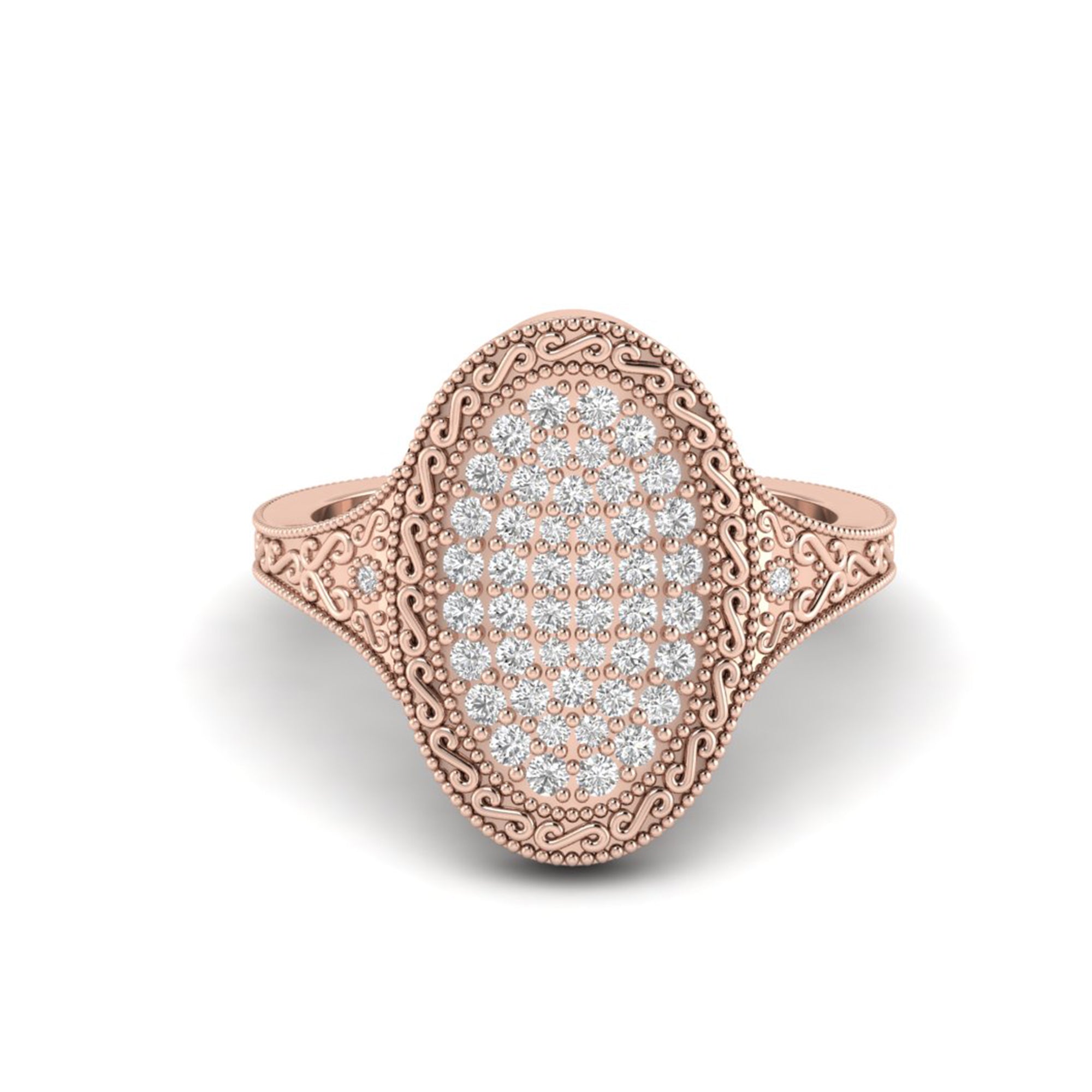 Round Moissanite Art Deco Pave Engagement Ring Vintage Bridal Jewelry