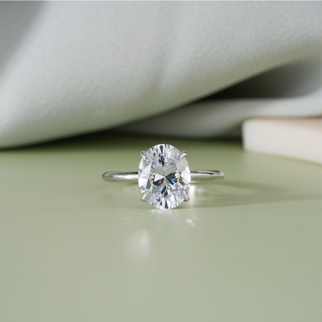 Oval Moissanite Solitaire Engagement Ring Anniversary Jewelry