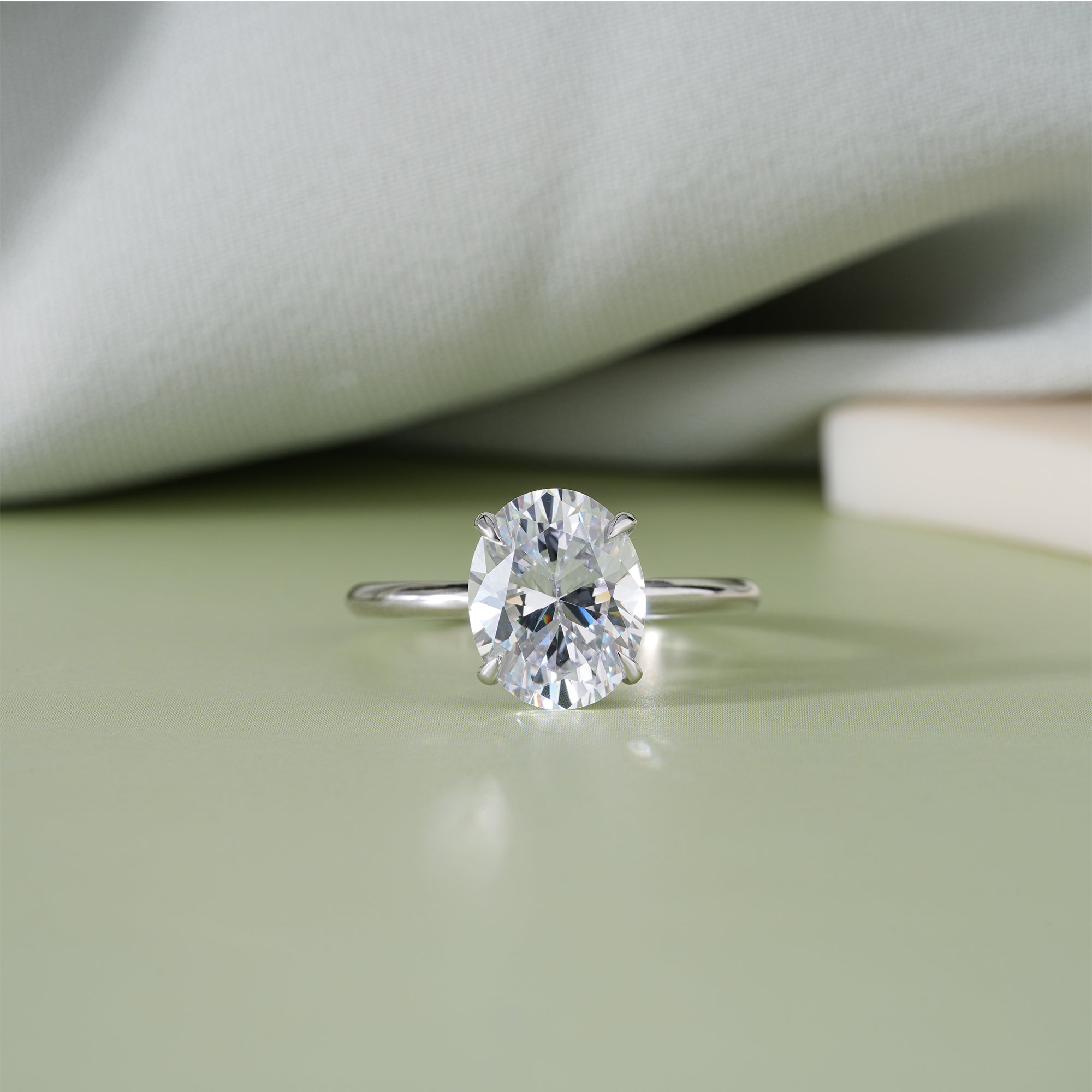 Oval Moissanite Solitaire Engagement Ring Anniversary Jewelry