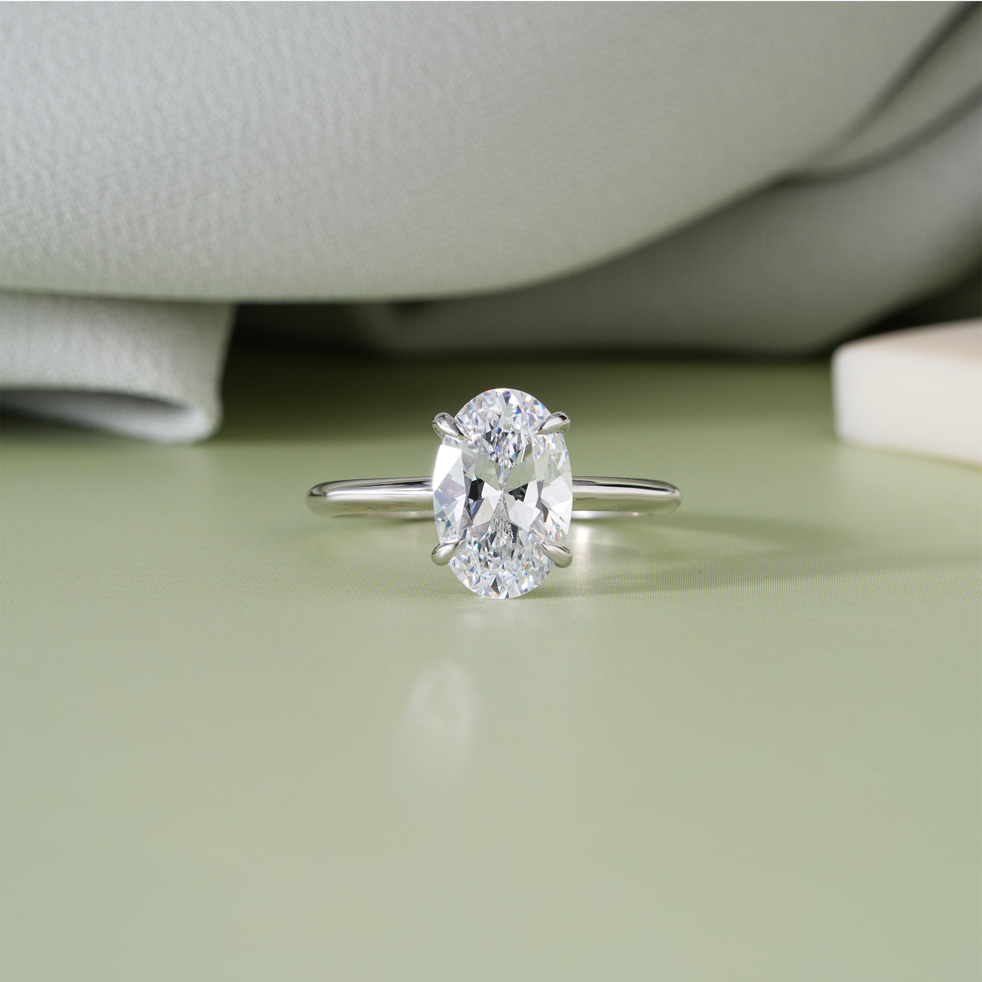 Oval Moissanite Solitaire Engagement Ring Bridal Ring Gift