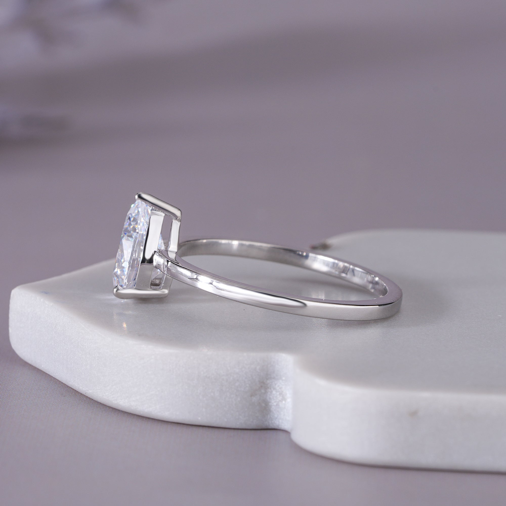 Pear Moissanite Solitaire Engagement Ring Anniversary Jewelry
