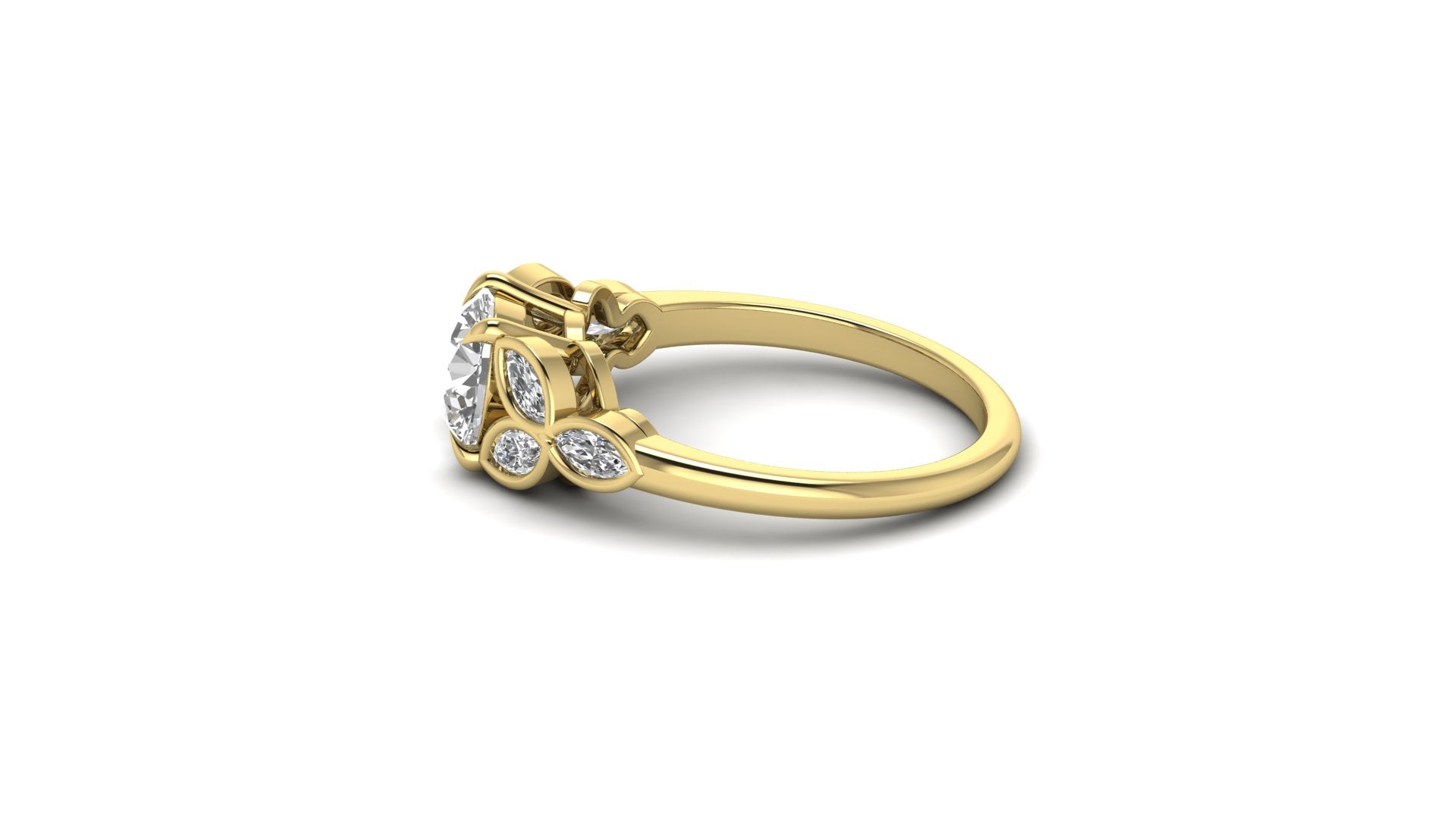 Round Marquise Moissanite Seven Stone Engagement Ring Bridal Jewelry
