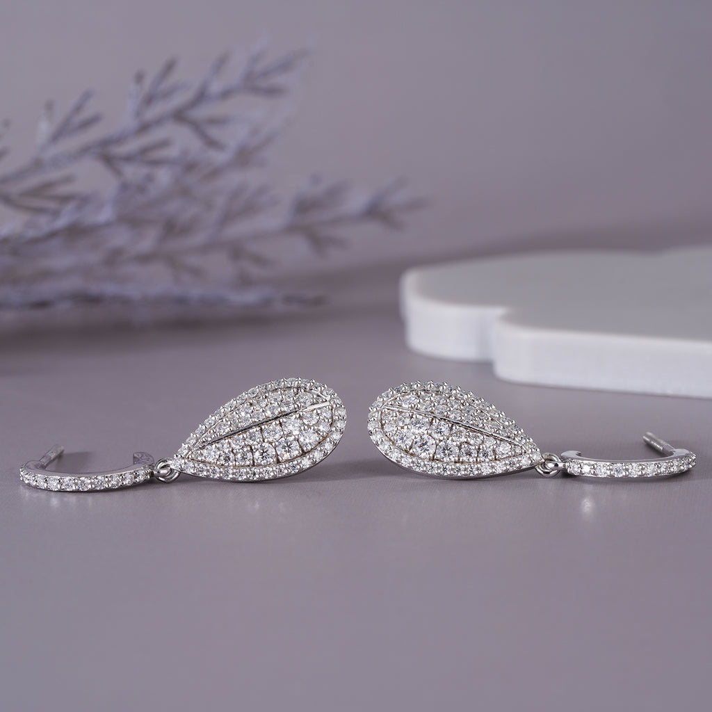 Moissanite Pave Statement Hoop Earrings Dainty Wedding Jewelry