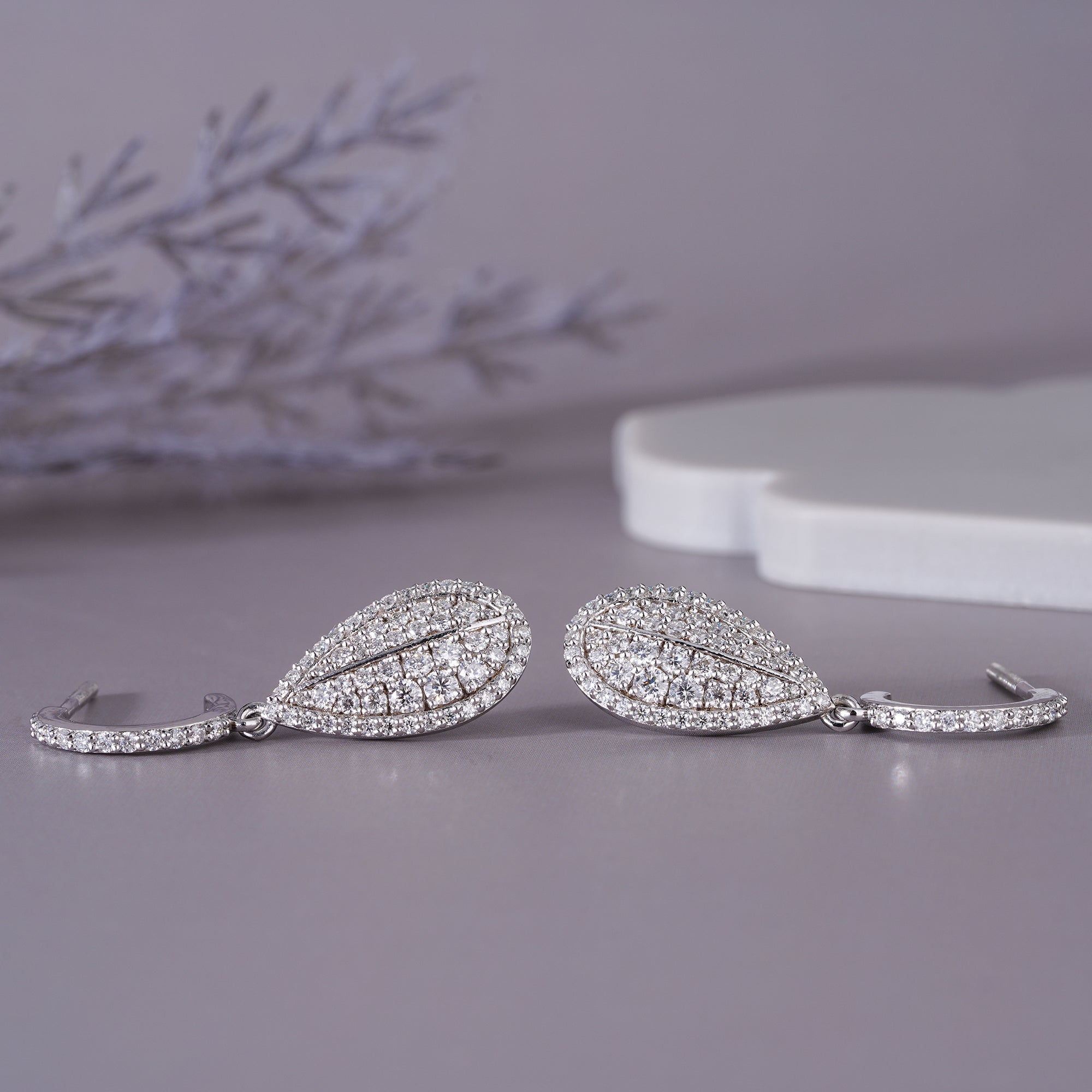 Moissanite Pave Statement Hoop Earrings Dainty Wedding Jewelry