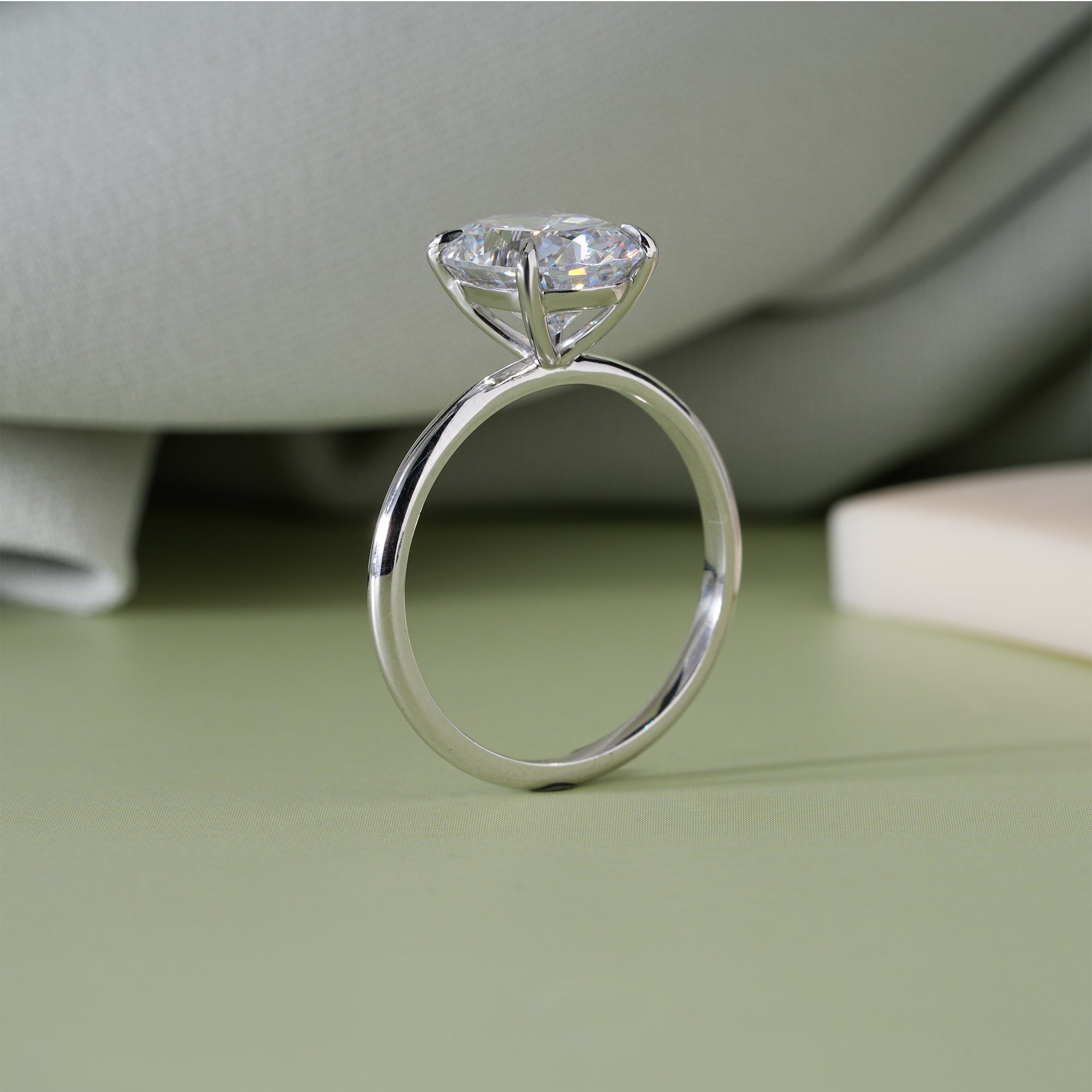 Oval Moissanite Solitaire Engagement Ring Anniversary Jewelry