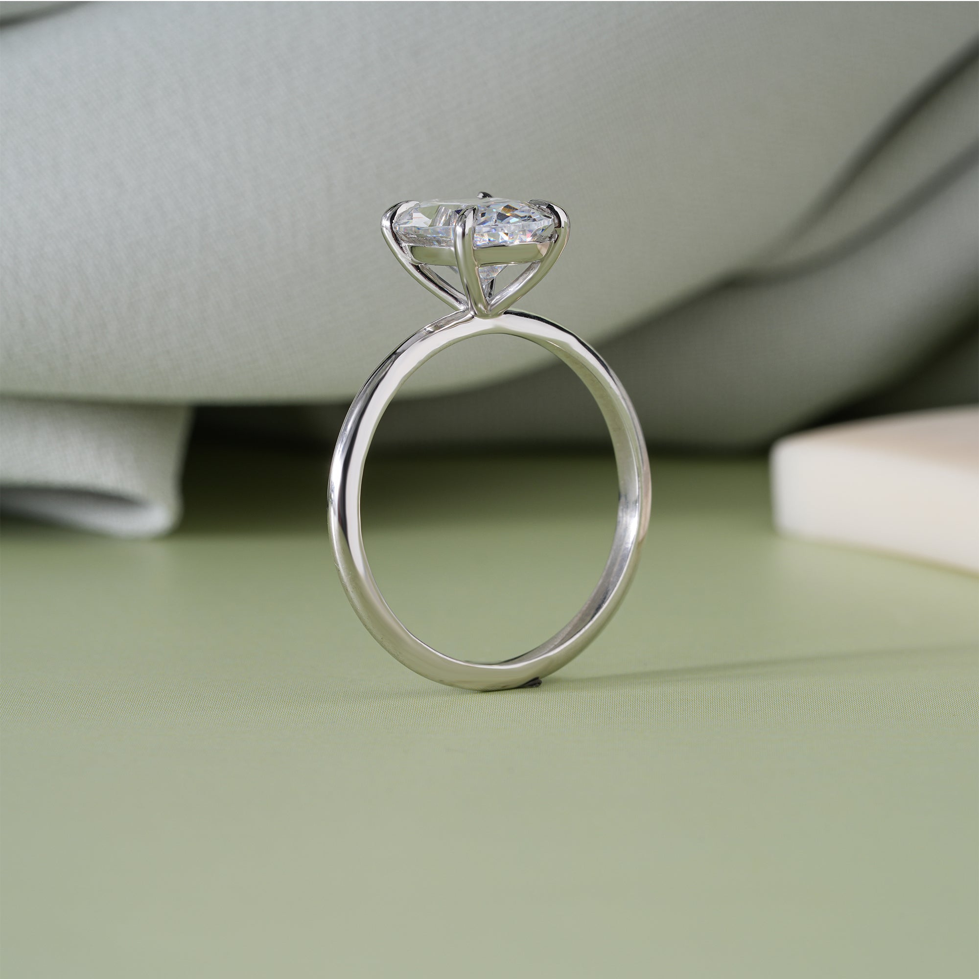 Oval Moissanite Solitaire Engagement Ring Bridal Ring Gift
