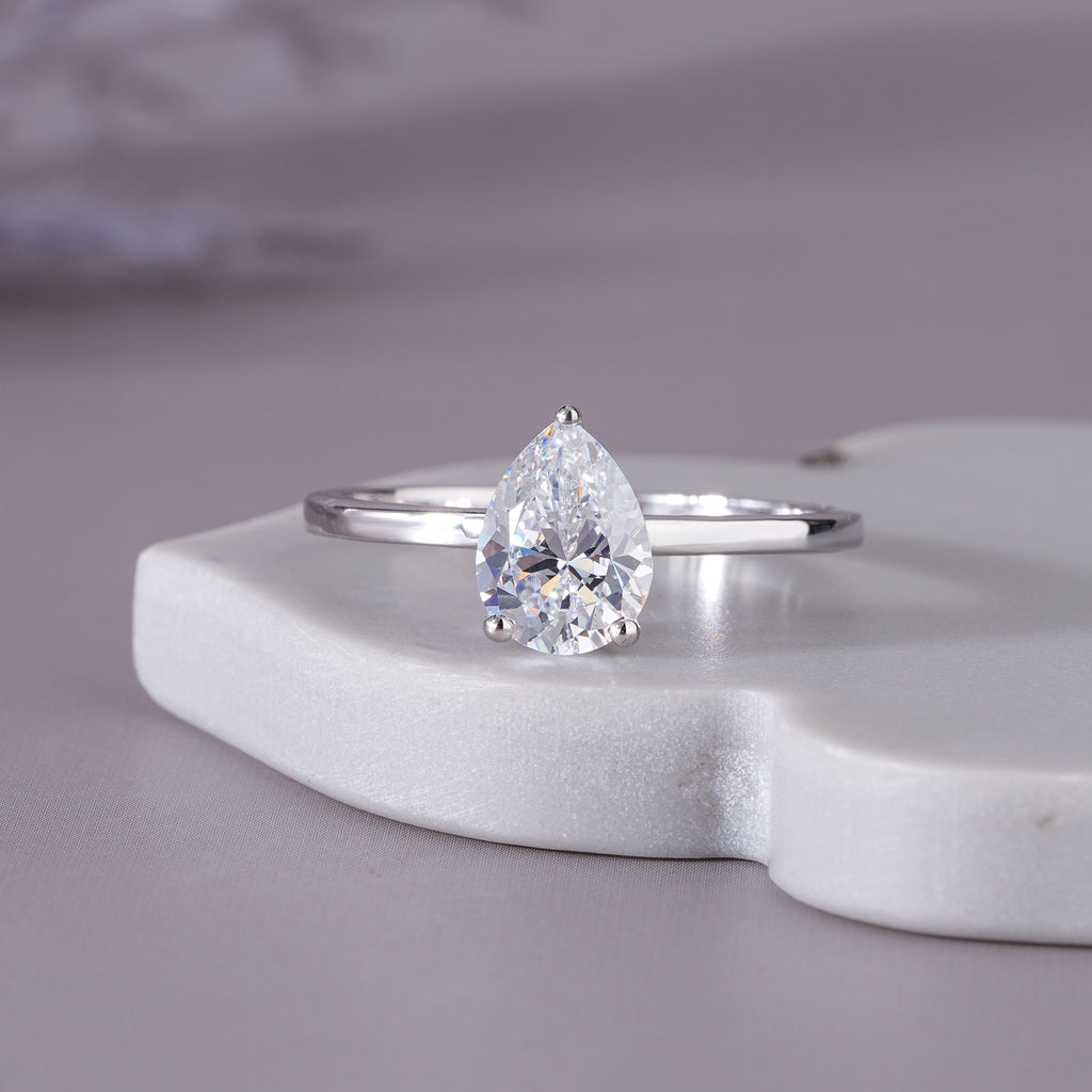 Pear Moissanite Solitaire Engagement Ring Anniversary Jewelry
