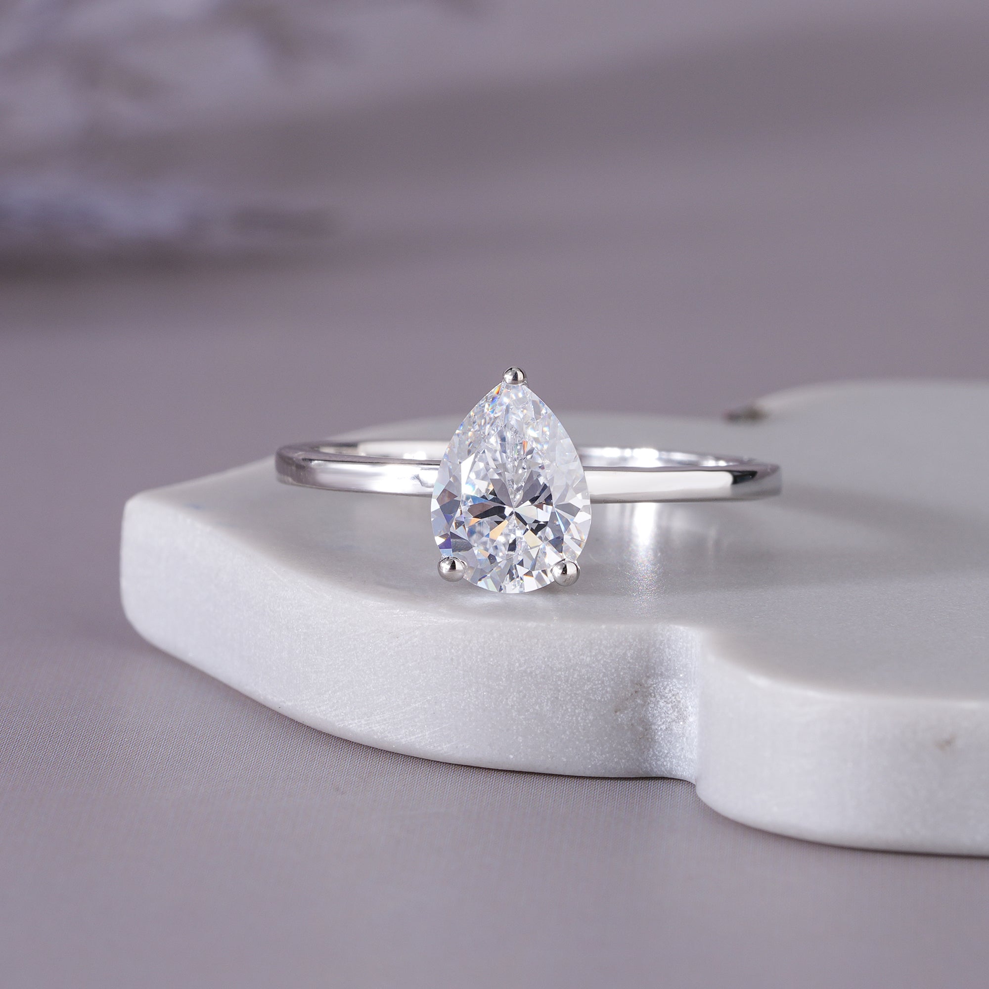 Pear Moissanite Solitaire Engagement Ring Anniversary Jewelry