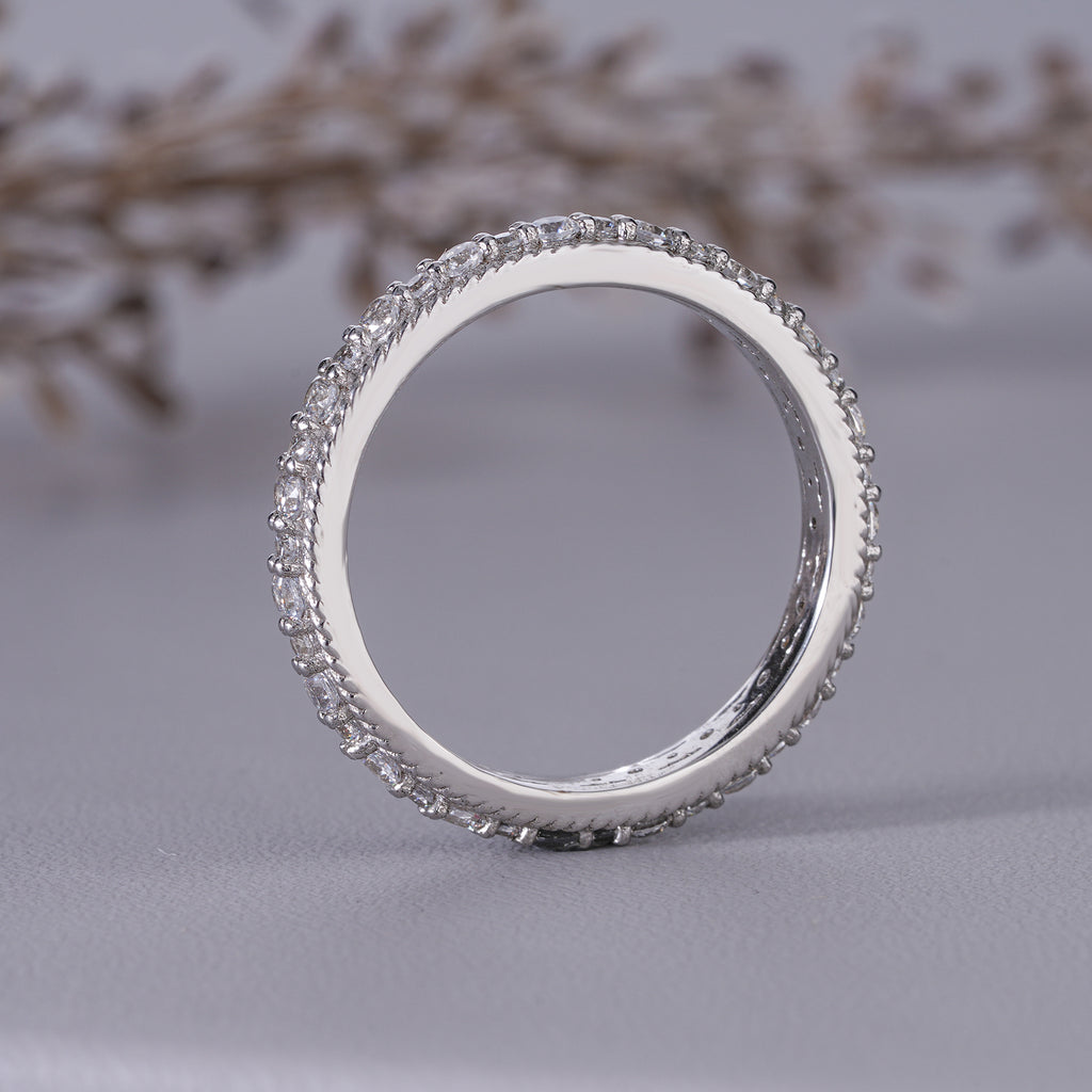 Round Moissanite Eternity Wedding Band Bridal Stacking Ring