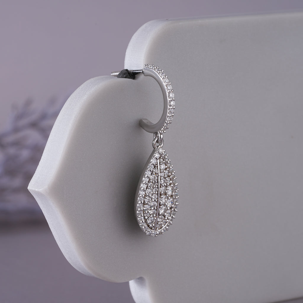 Moissanite Pave Statement Hoop Earrings Dainty Wedding Jewelry
