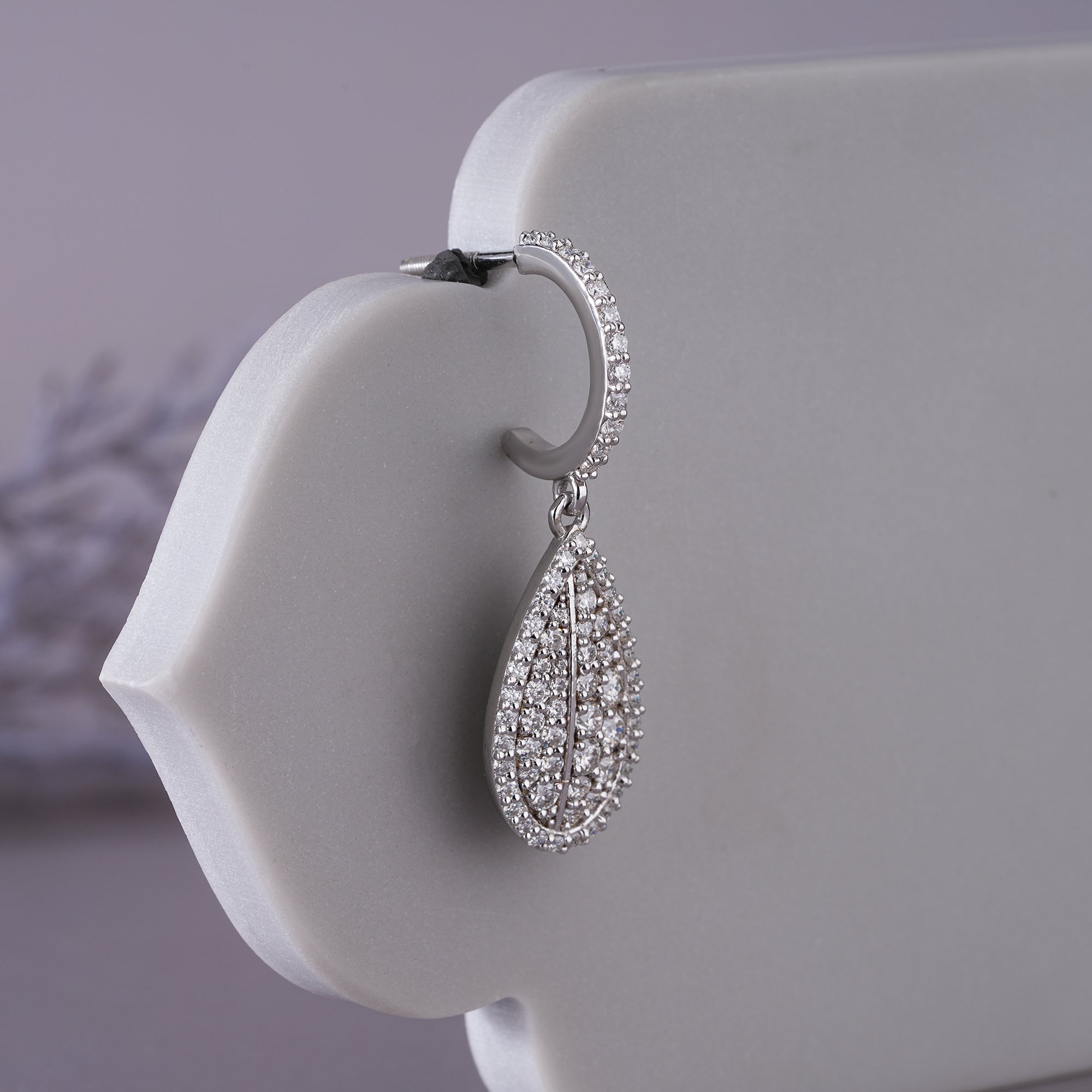 Moissanite Pave Statement Hoop Earrings Dainty Wedding Jewelry