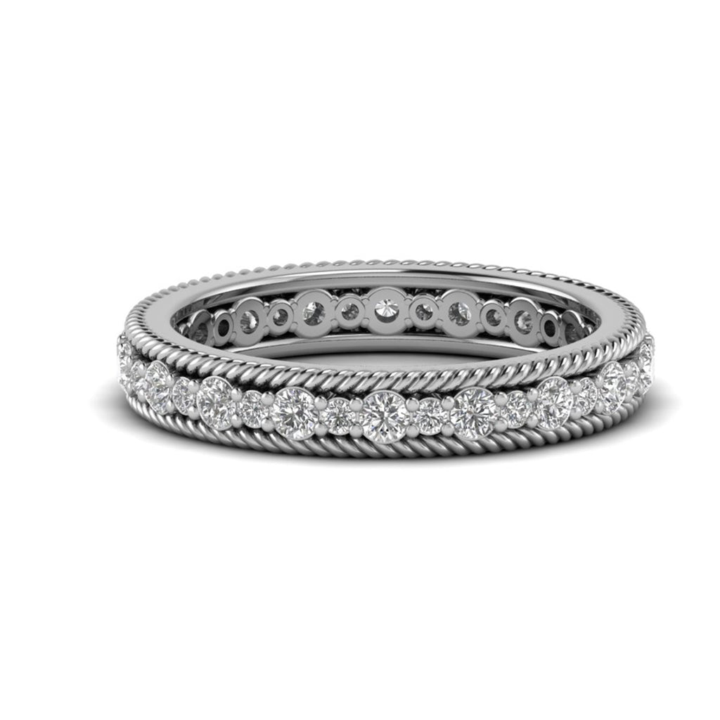 Round Moissanite Eternity Wedding Band Bridal Stacking Ring