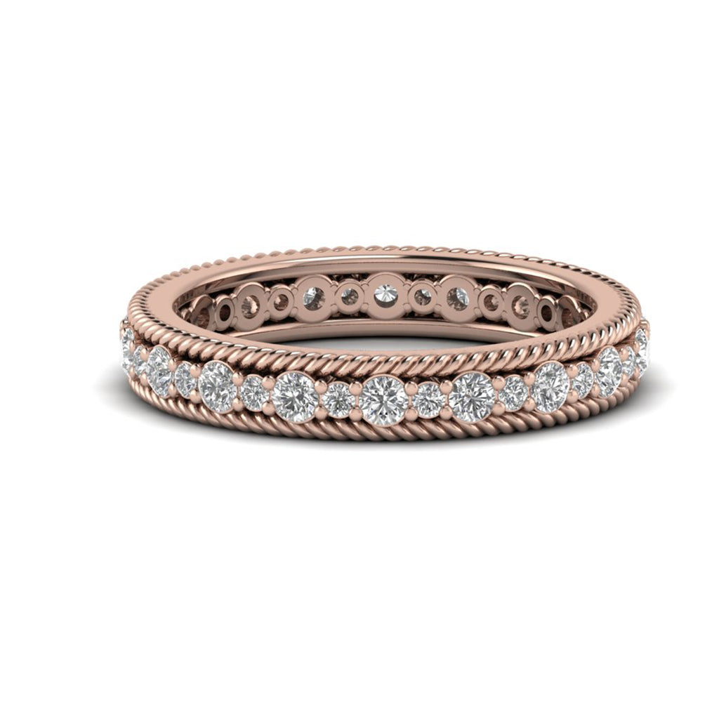 Round Moissanite Eternity Wedding Band Bridal Stacking Ring