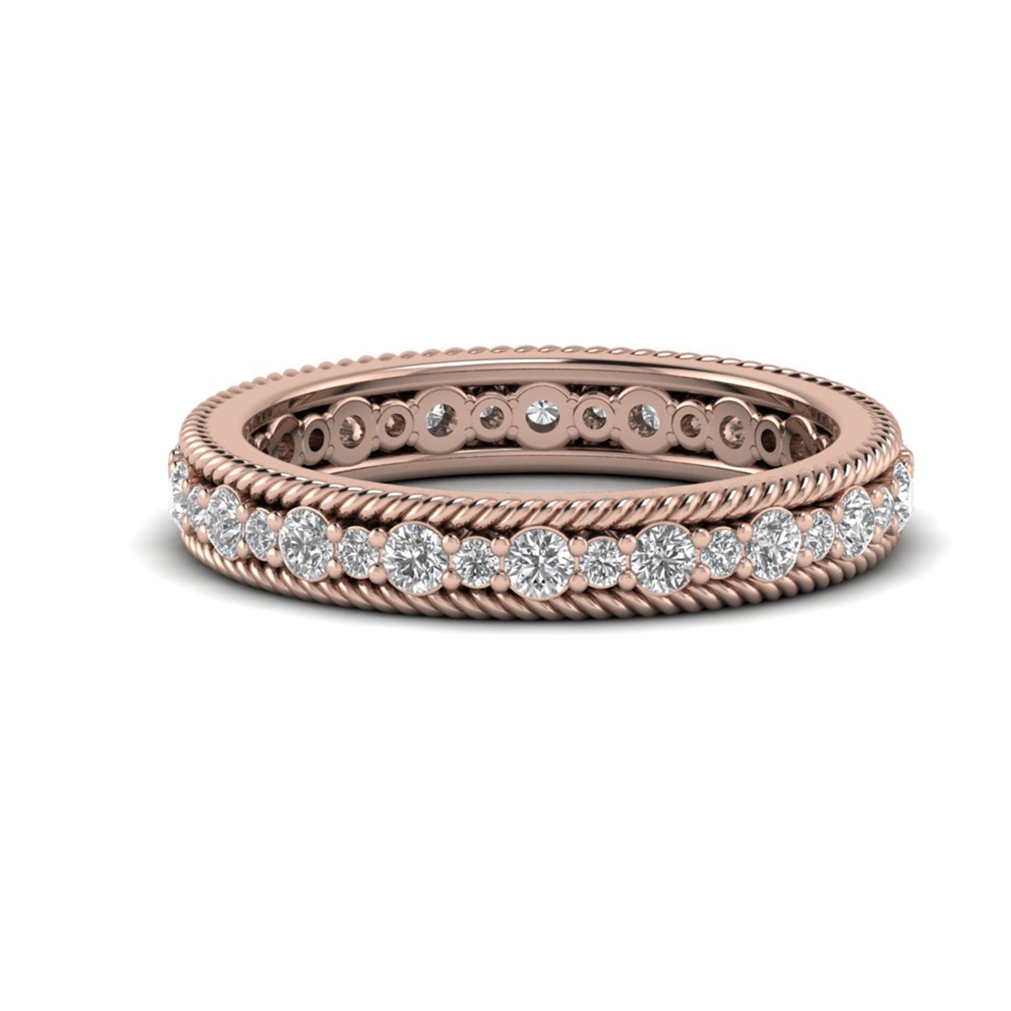 Round Moissanite Eternity Wedding Band Bridal Stacking Ring