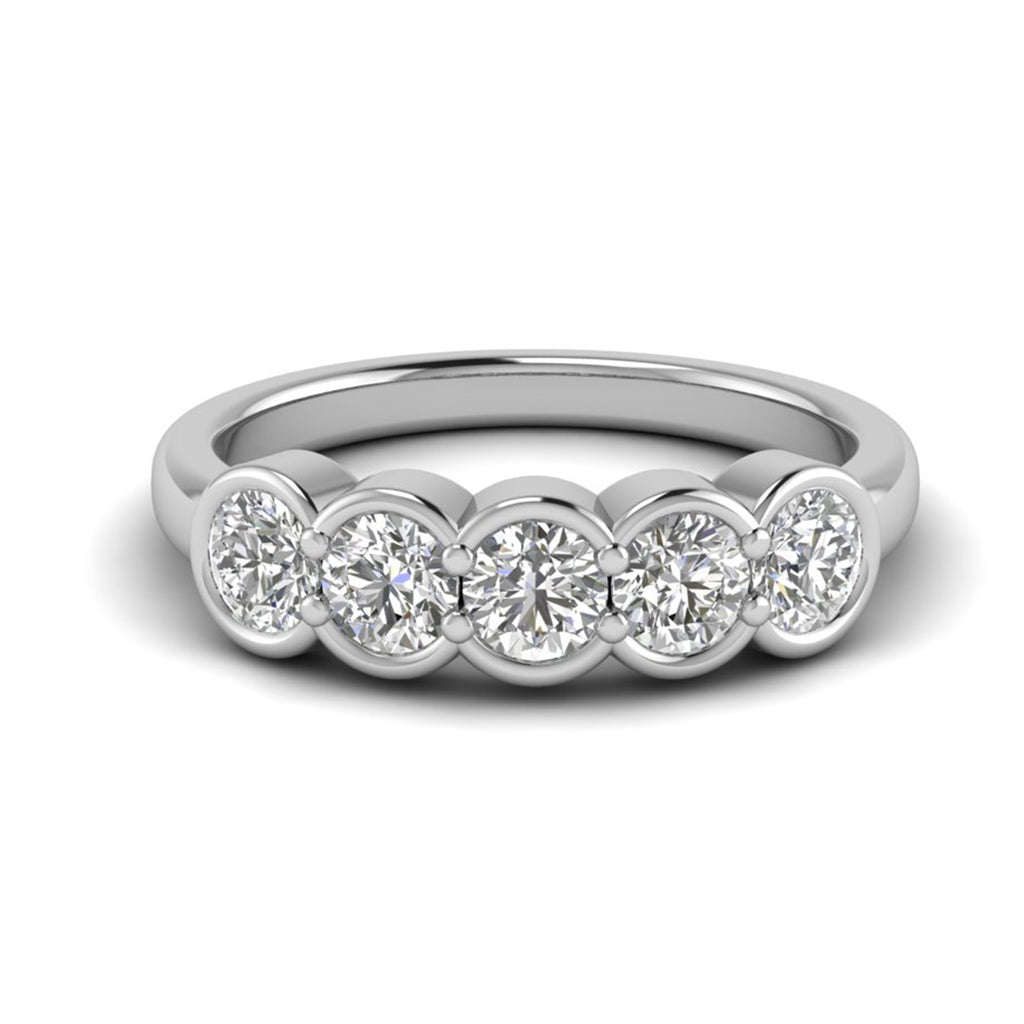 Round Moissanite Bezel Wedding Band Anniversary Jewelry