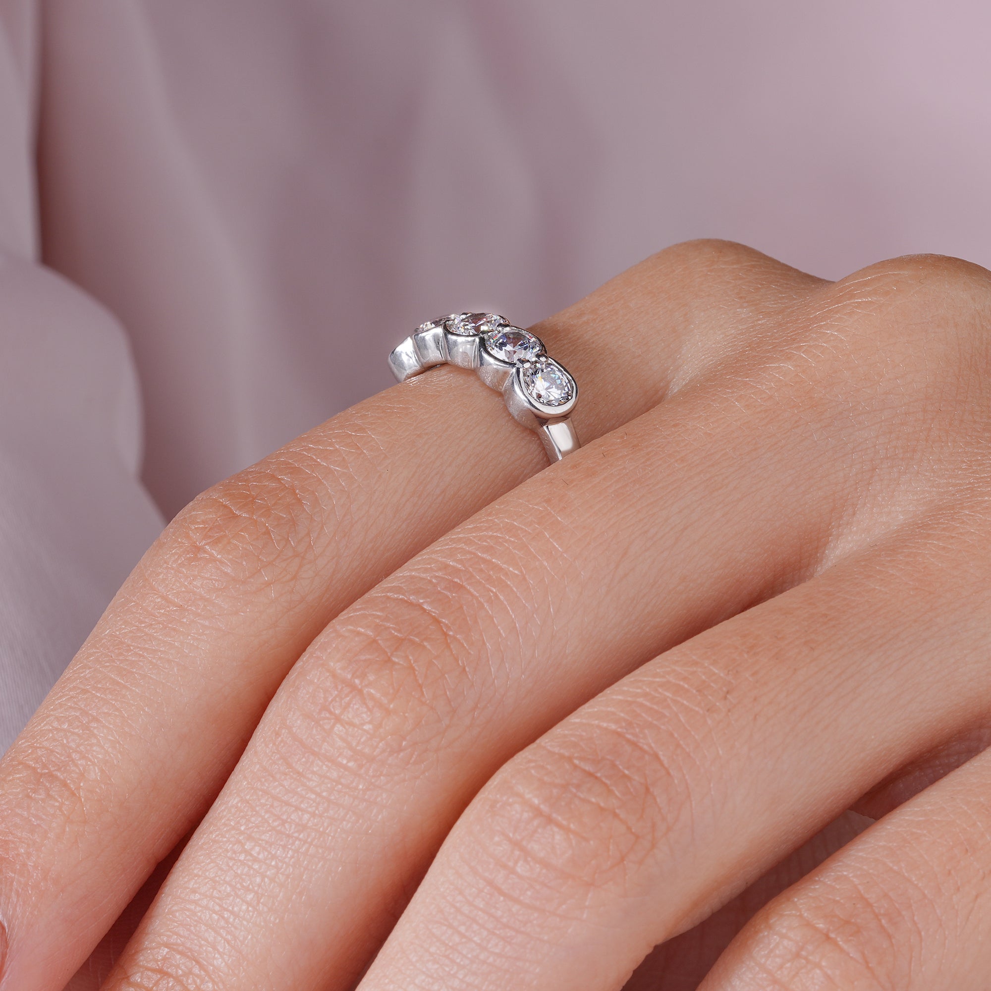 Round Moissanite Bezel Wedding Band Anniversary Jewelry