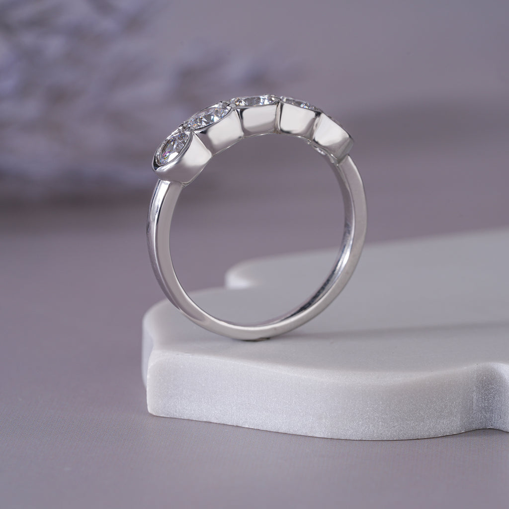 Round Moissanite Bezel Wedding Band Anniversary Jewelry