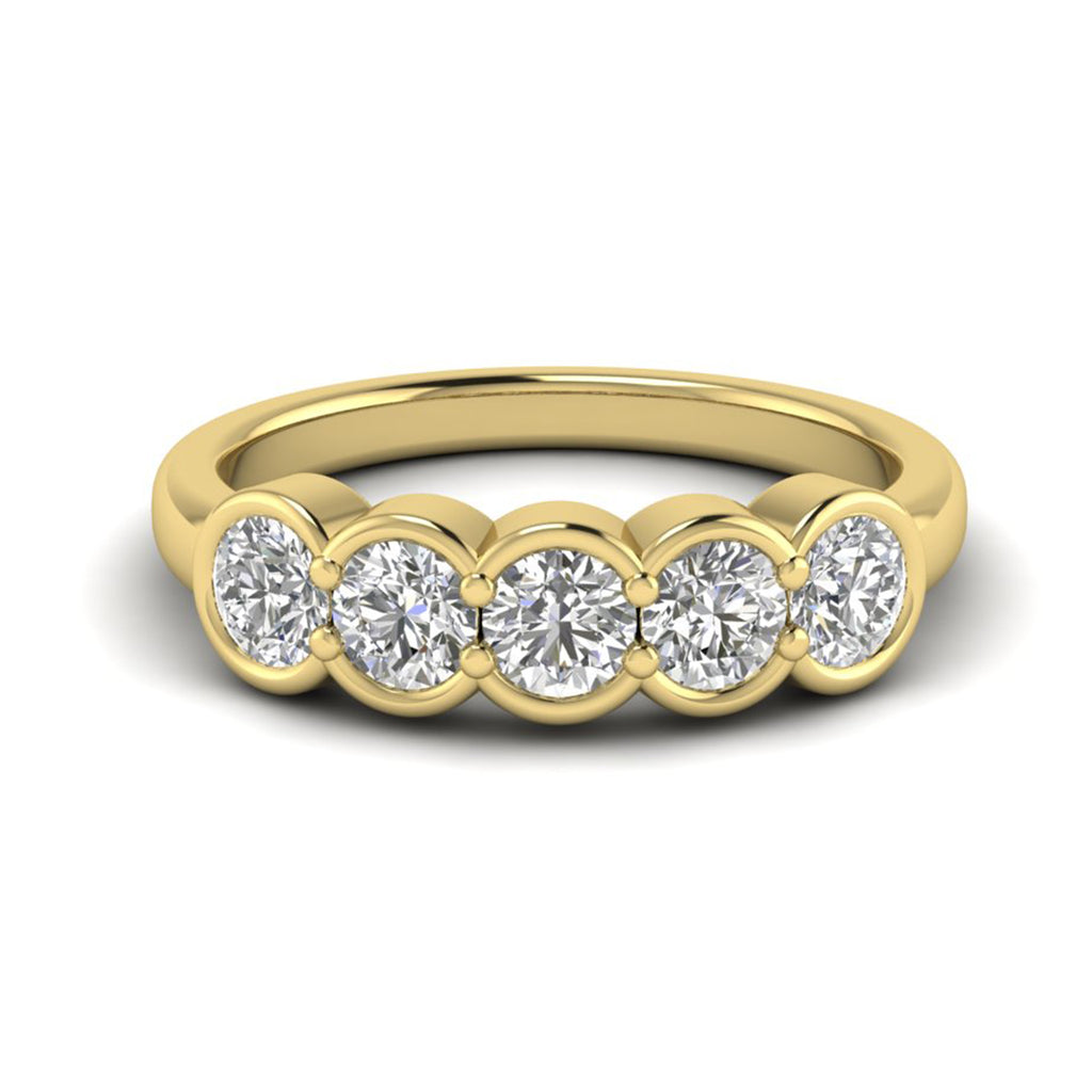Round Moissanite Bezel Wedding Band Anniversary Jewelry