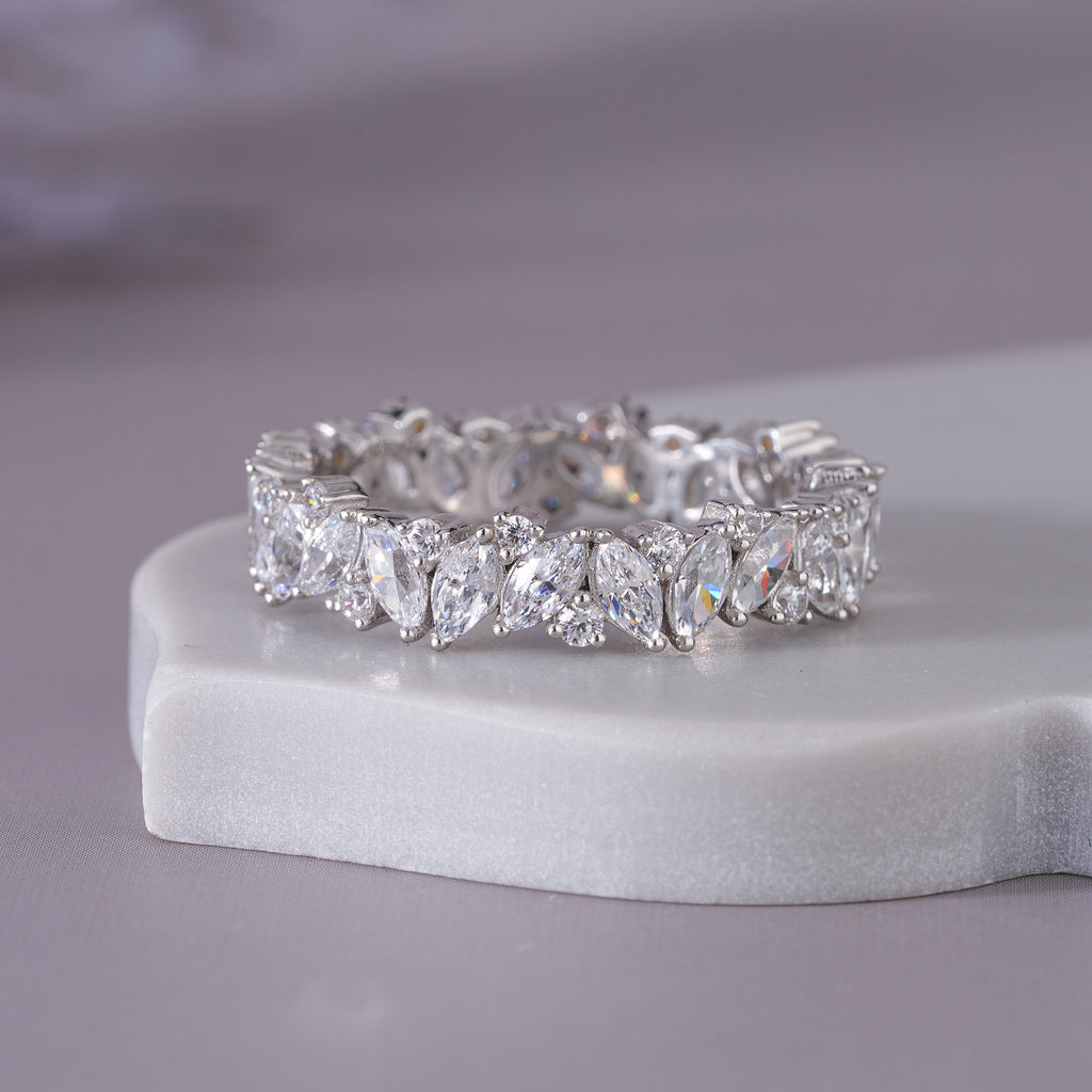 Marquise Moissanite Eternity Wedding Band Stacking Ring