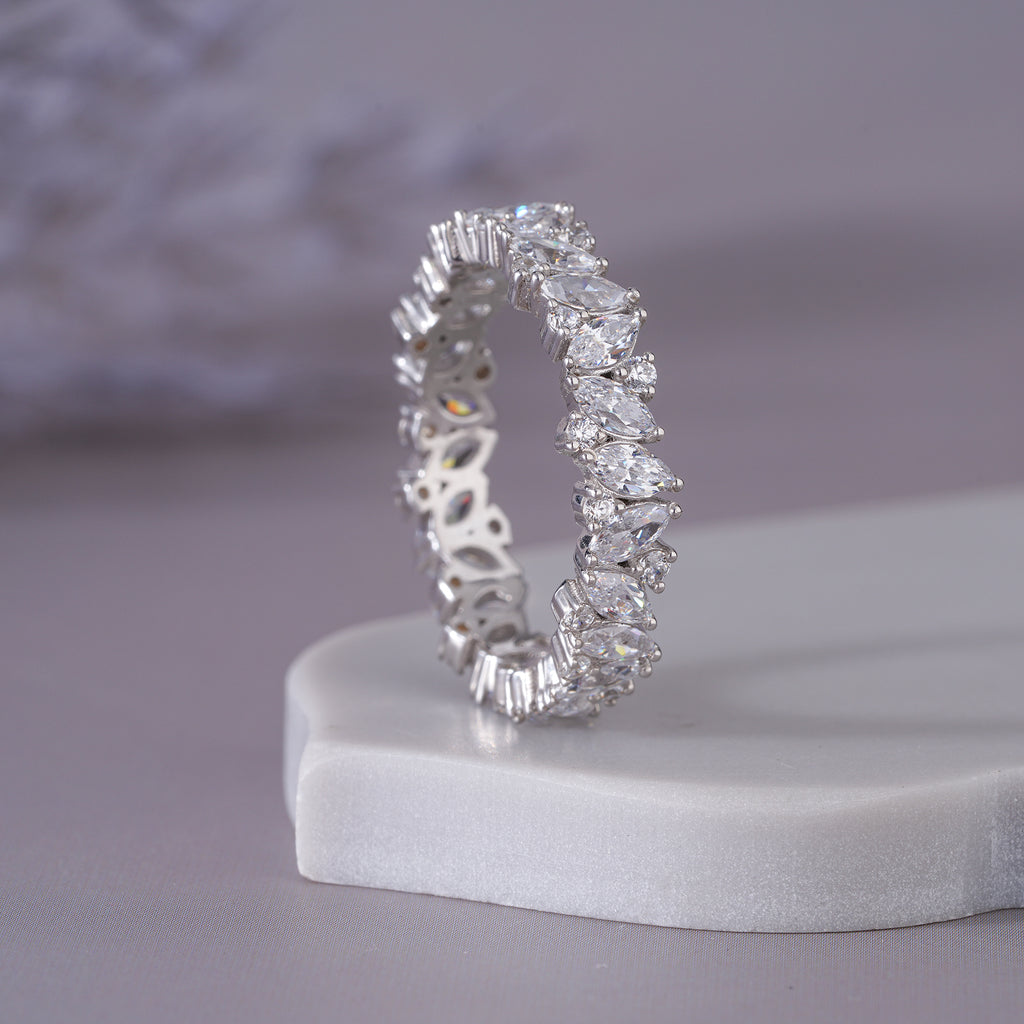 Marquise Moissanite Eternity Wedding Band Stacking Ring