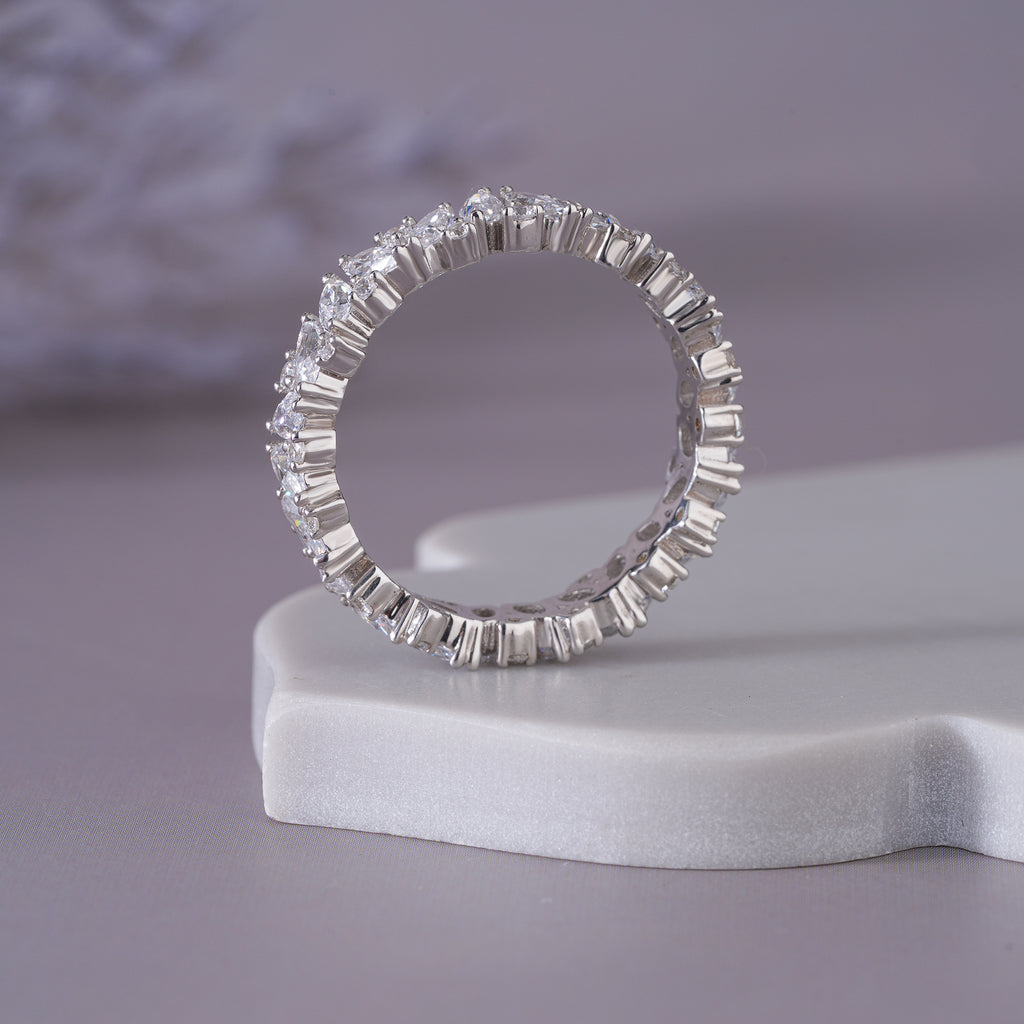 Marquise Moissanite Eternity Wedding Band Stacking Ring