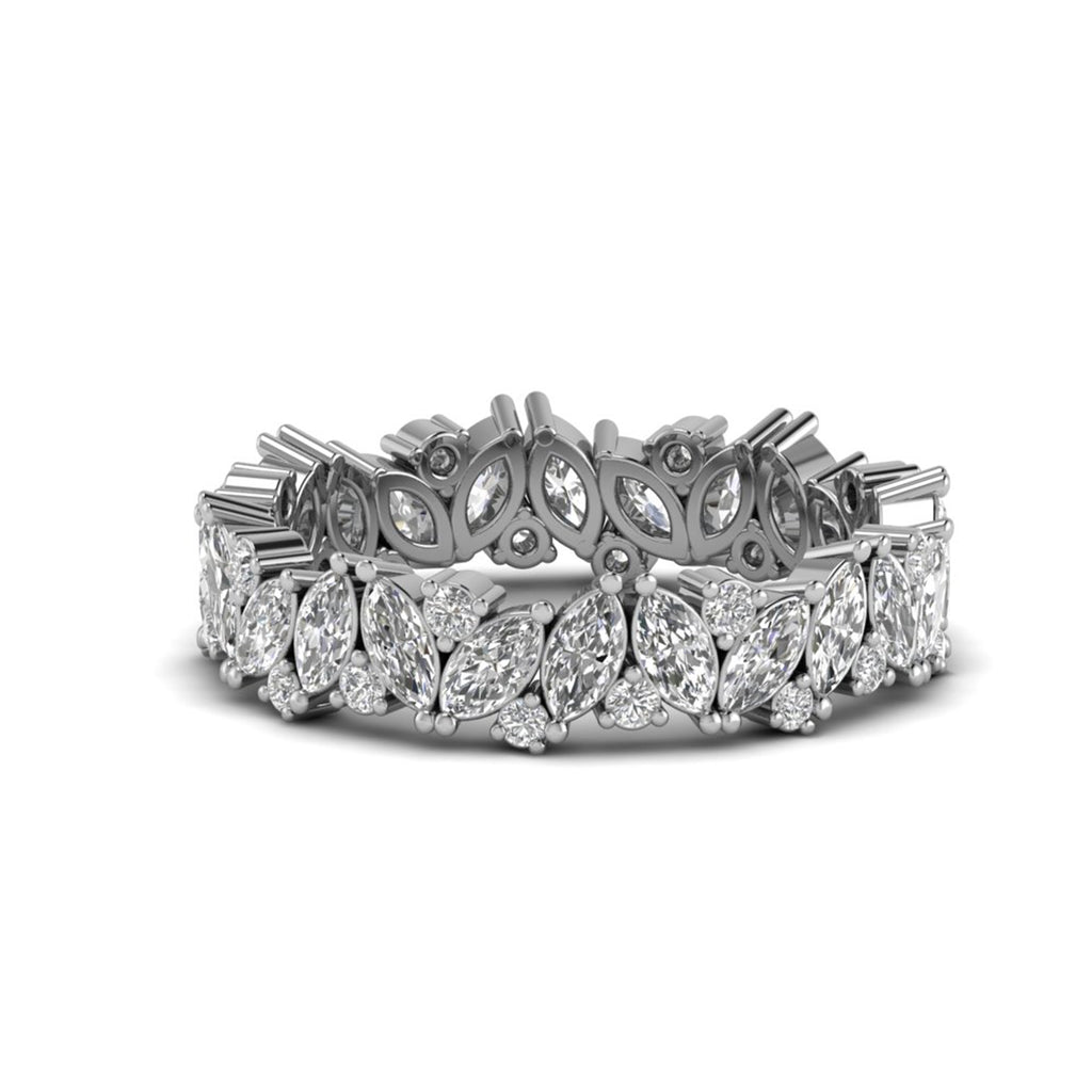 Marquise Moissanite Eternity Wedding Band Stacking Ring