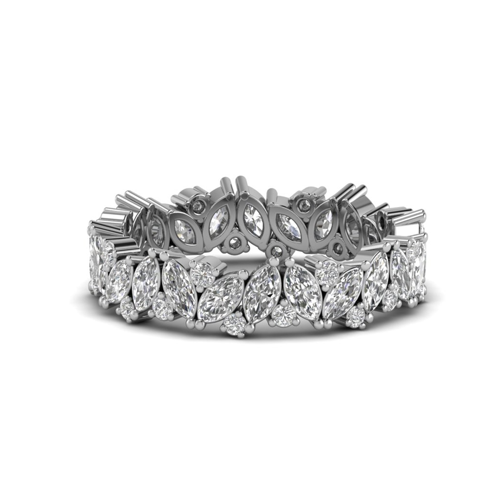 Marquise Moissanite Eternity Wedding Band Stacking Ring