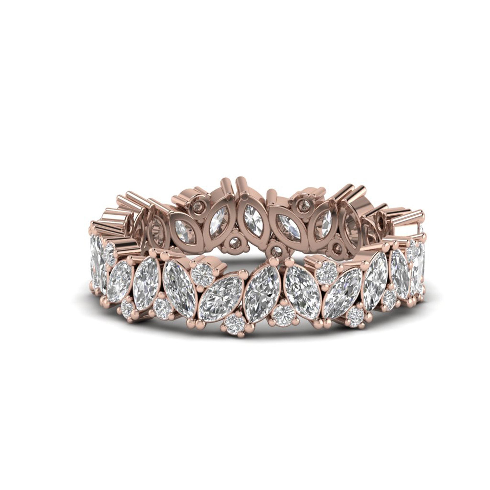 Marquise Moissanite Eternity Wedding Band Stacking Ring