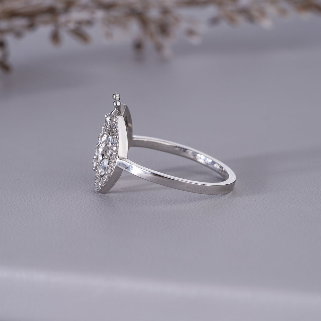 Round Marquise Moissanite Butterfly Engagement Ring Bridal Jewelry
