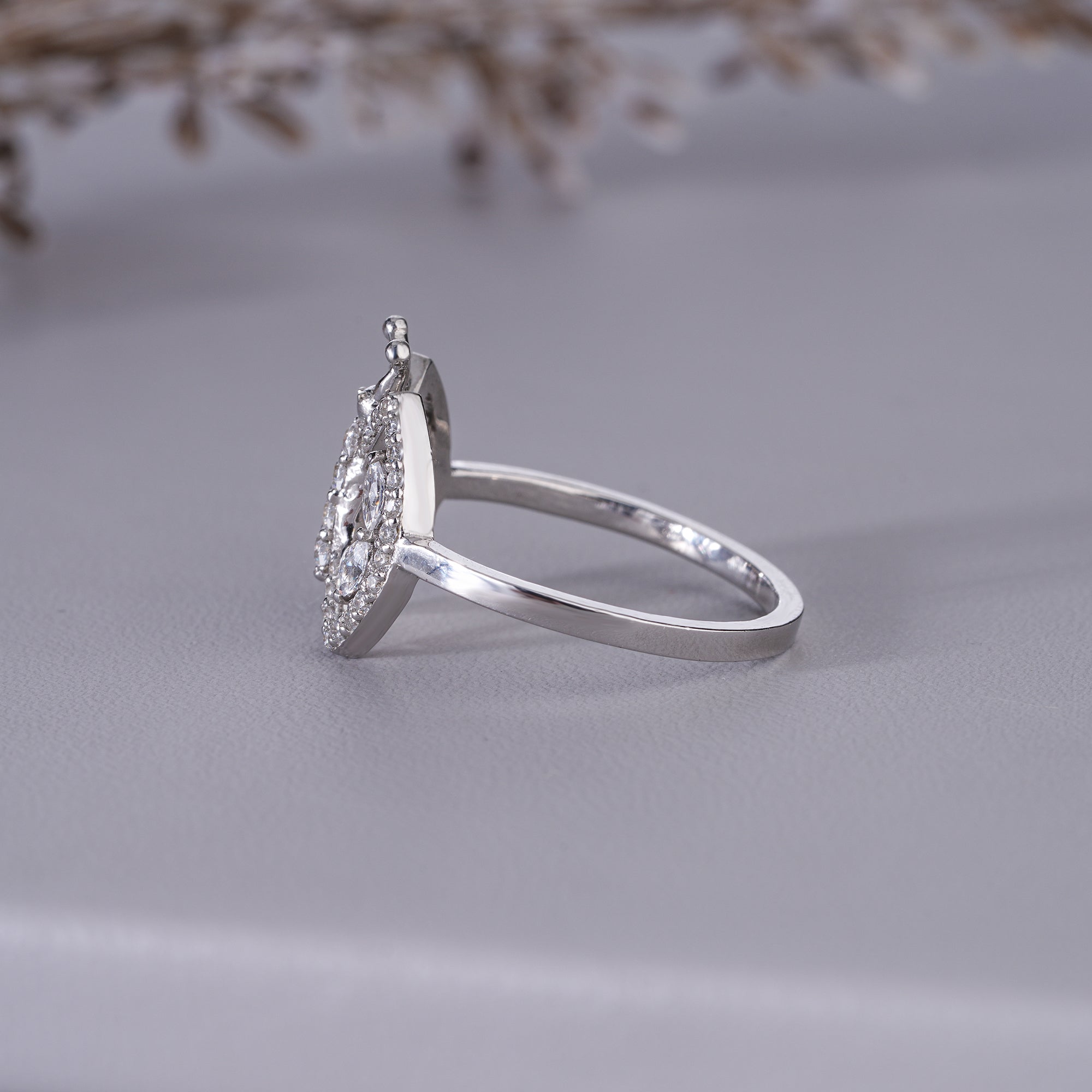 Round Marquise Moissanite Butterfly Engagement Ring Bridal Jewelry