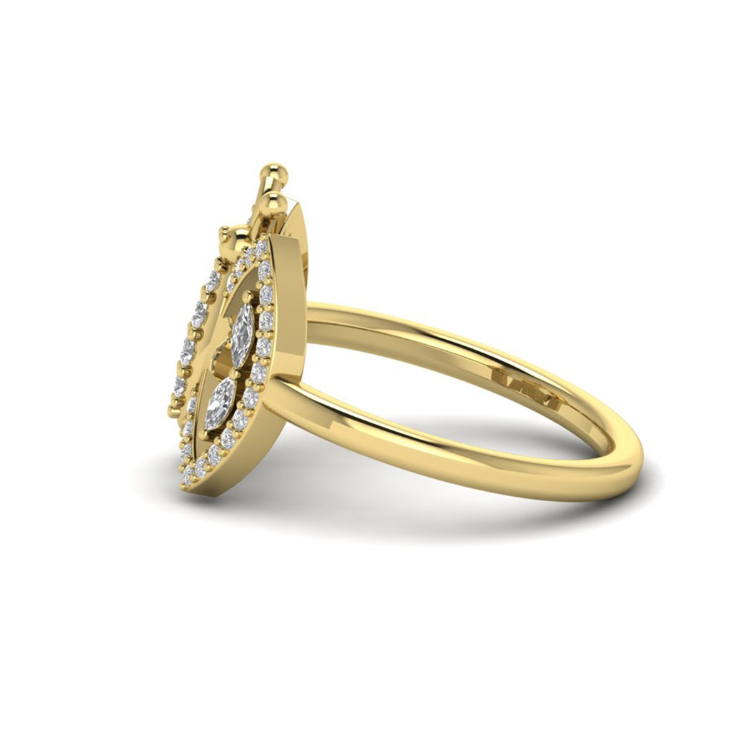 Round Marquise Moissanite Butterfly Engagement Ring Bridal Jewelry