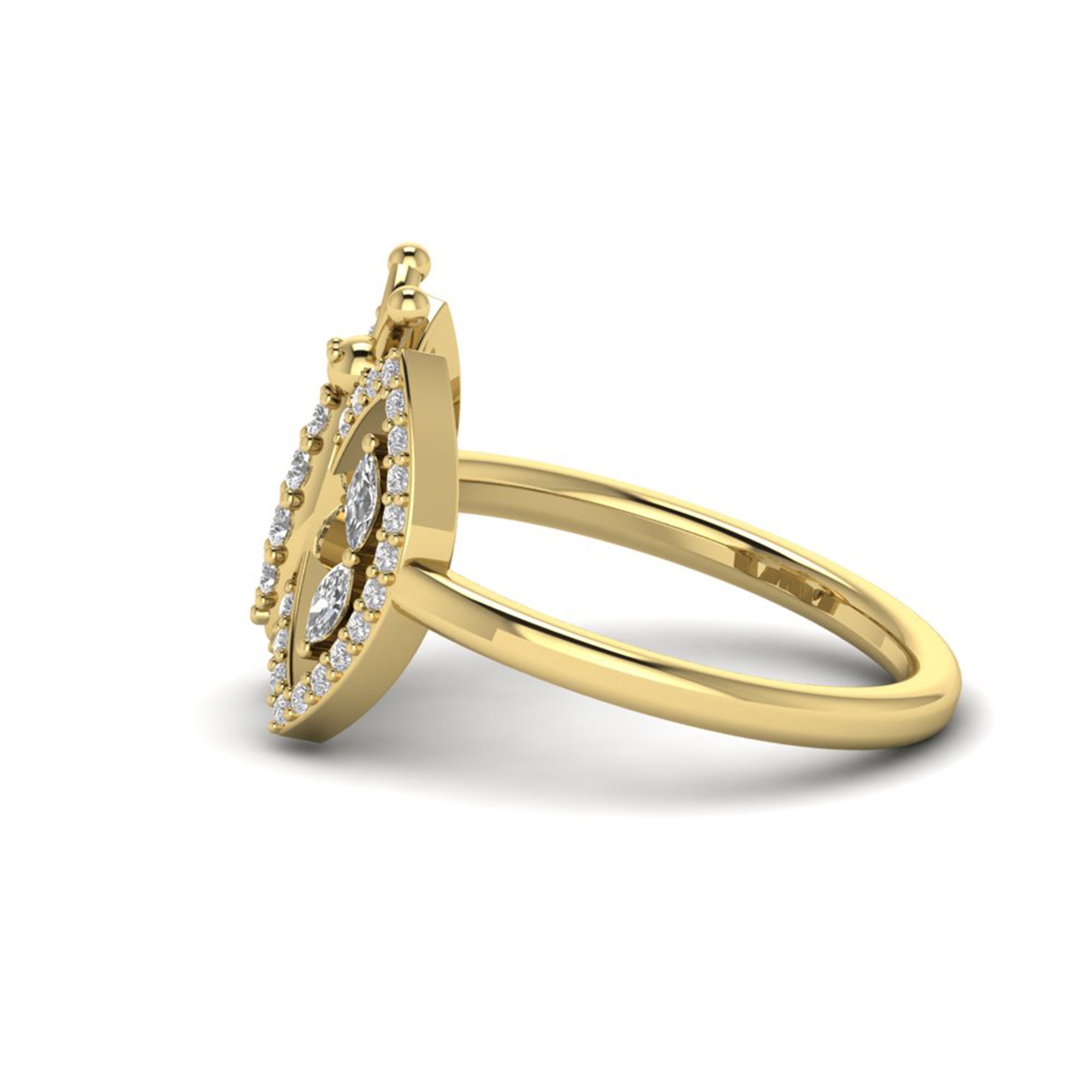 Round Marquise Moissanite Butterfly Engagement Ring Bridal Jewelry
