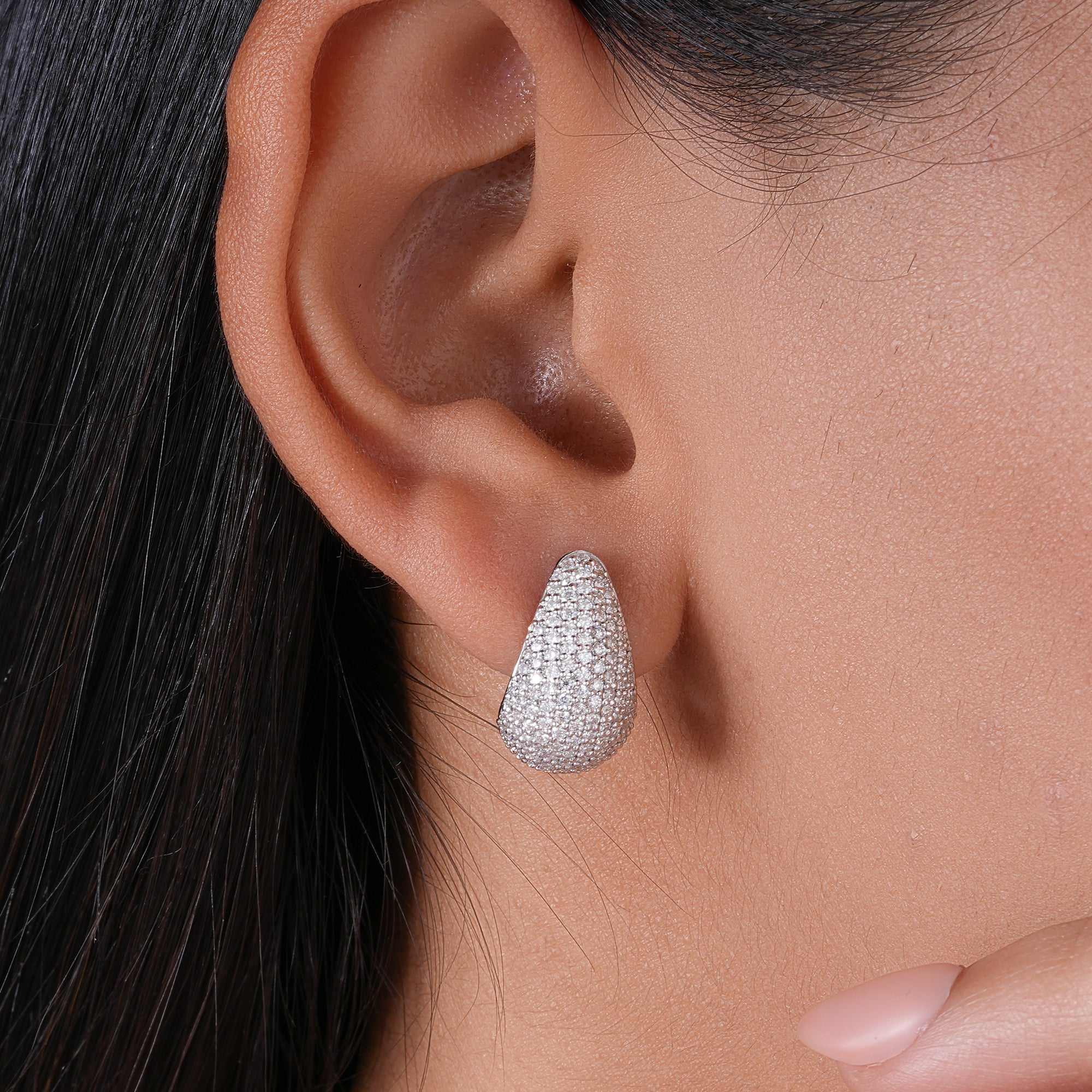 Moissanite Pave Statement Drop Earrings Dainty Wedding Jewelry