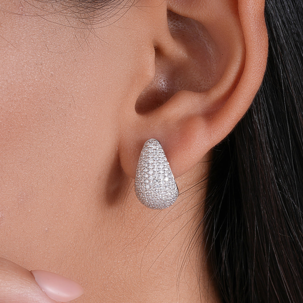 Moissanite Pave Statement Drop Earrings Dainty Wedding Jewelry