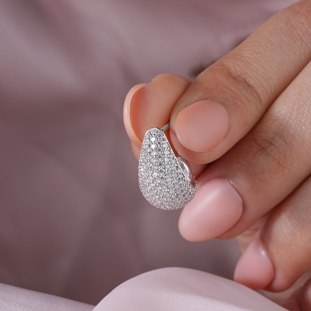 Moissanite Pave Statement Drop Earrings Dainty Wedding Jewelry