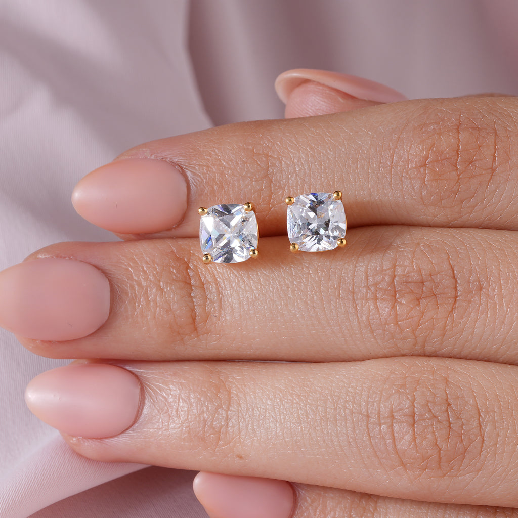 Cushion Moissanite Solitaire Stud Earrings Cartilage Jewelry