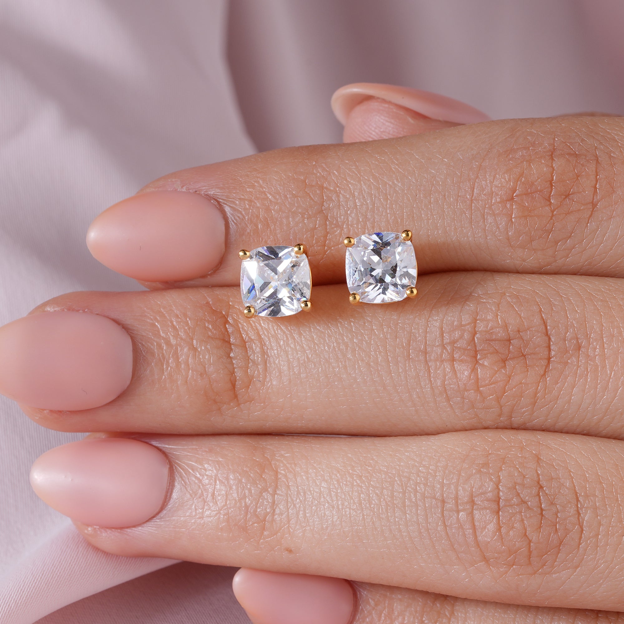 Cushion Moissanite Solitaire Stud Earrings Cartilage Jewelry