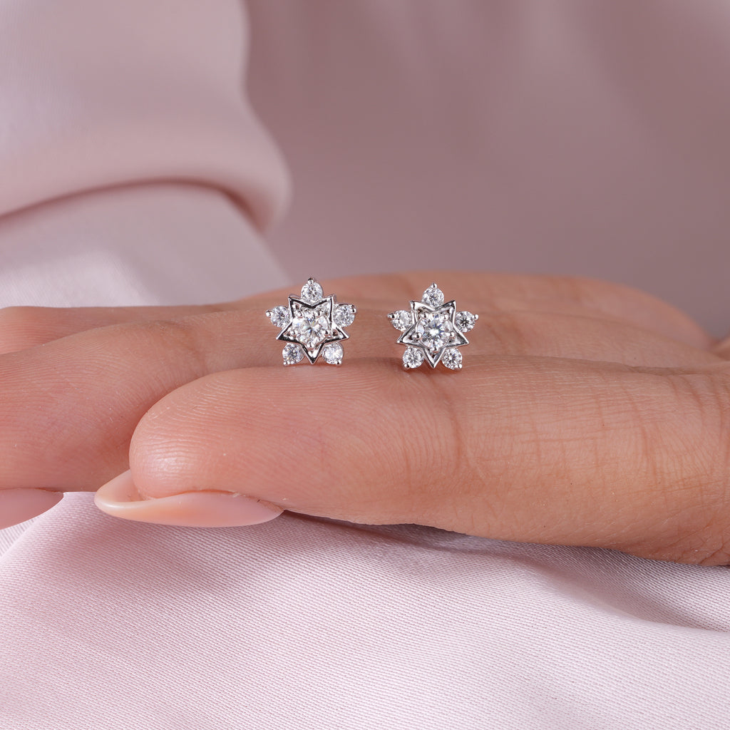 Moissanite Cluster Stud Earrings Dainty Wedding Jewelry