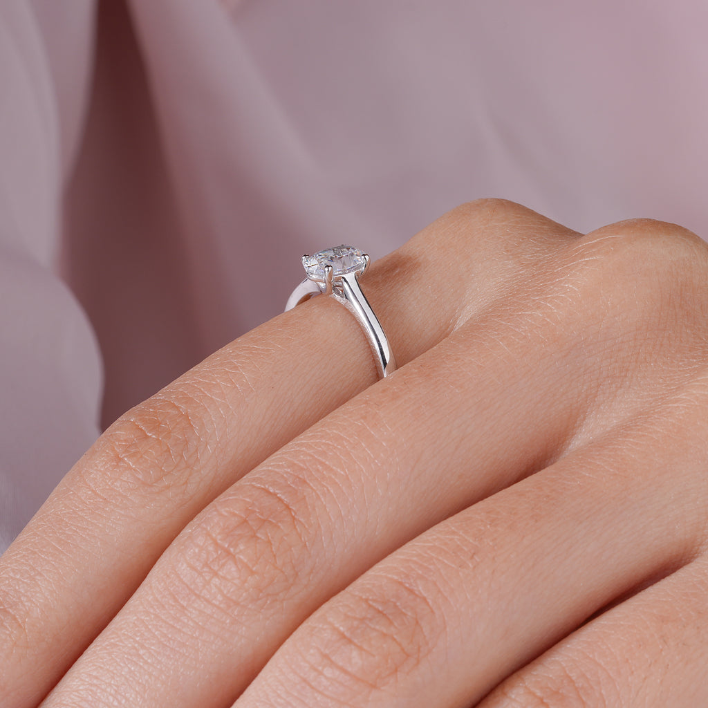Oval Moissanite Cathedral Engagement Ring Bridal Jewelry