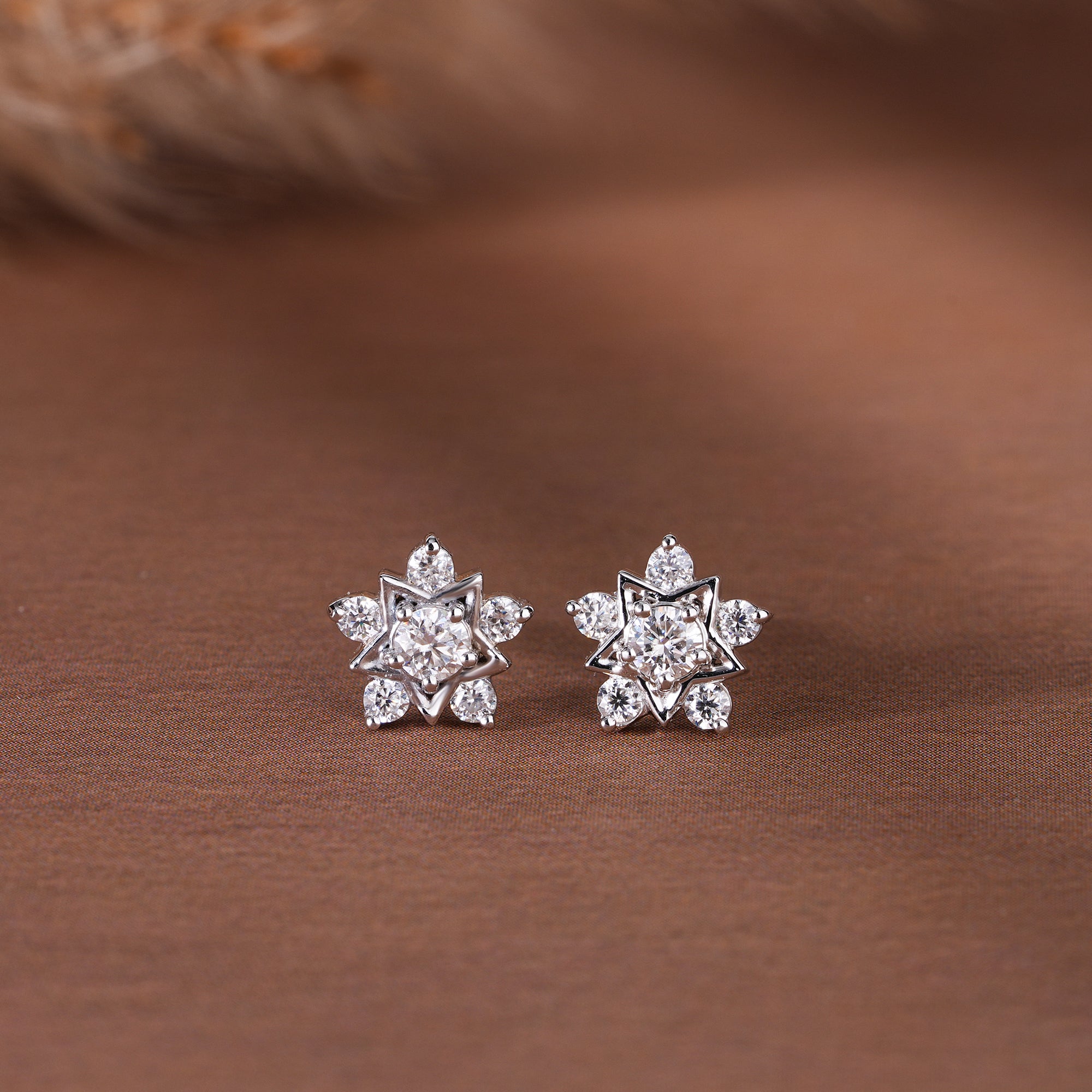 Moissanite Cluster Stud Earrings Dainty Wedding Jewelry