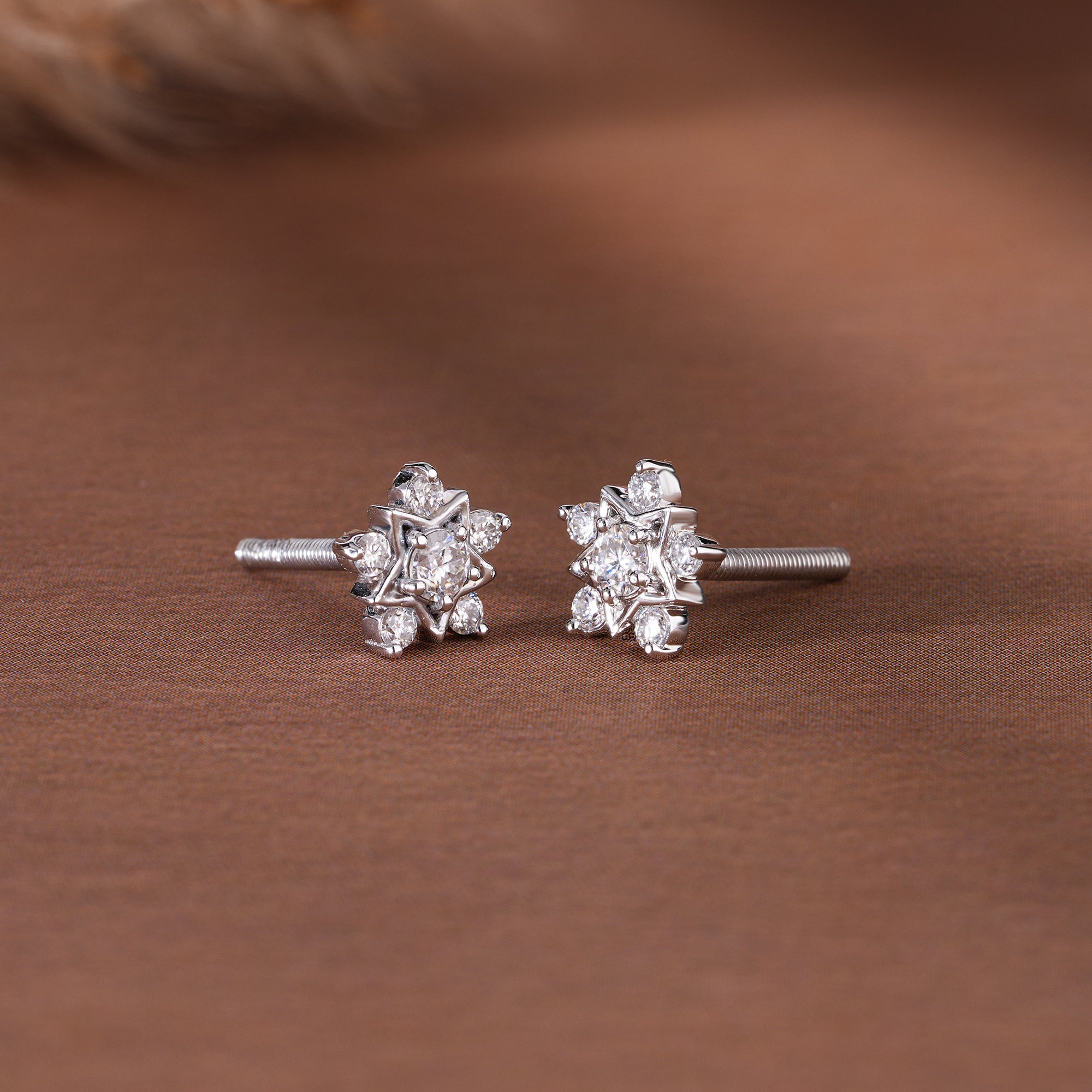 Moissanite Cluster Stud Earrings Dainty Wedding Jewelry